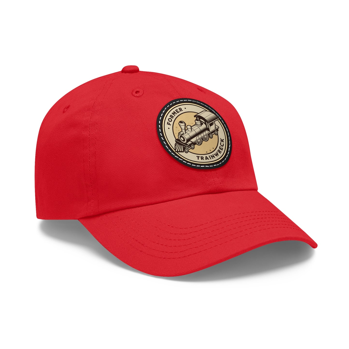Trainwreck Dad Hat with Leather Patch (Round)
