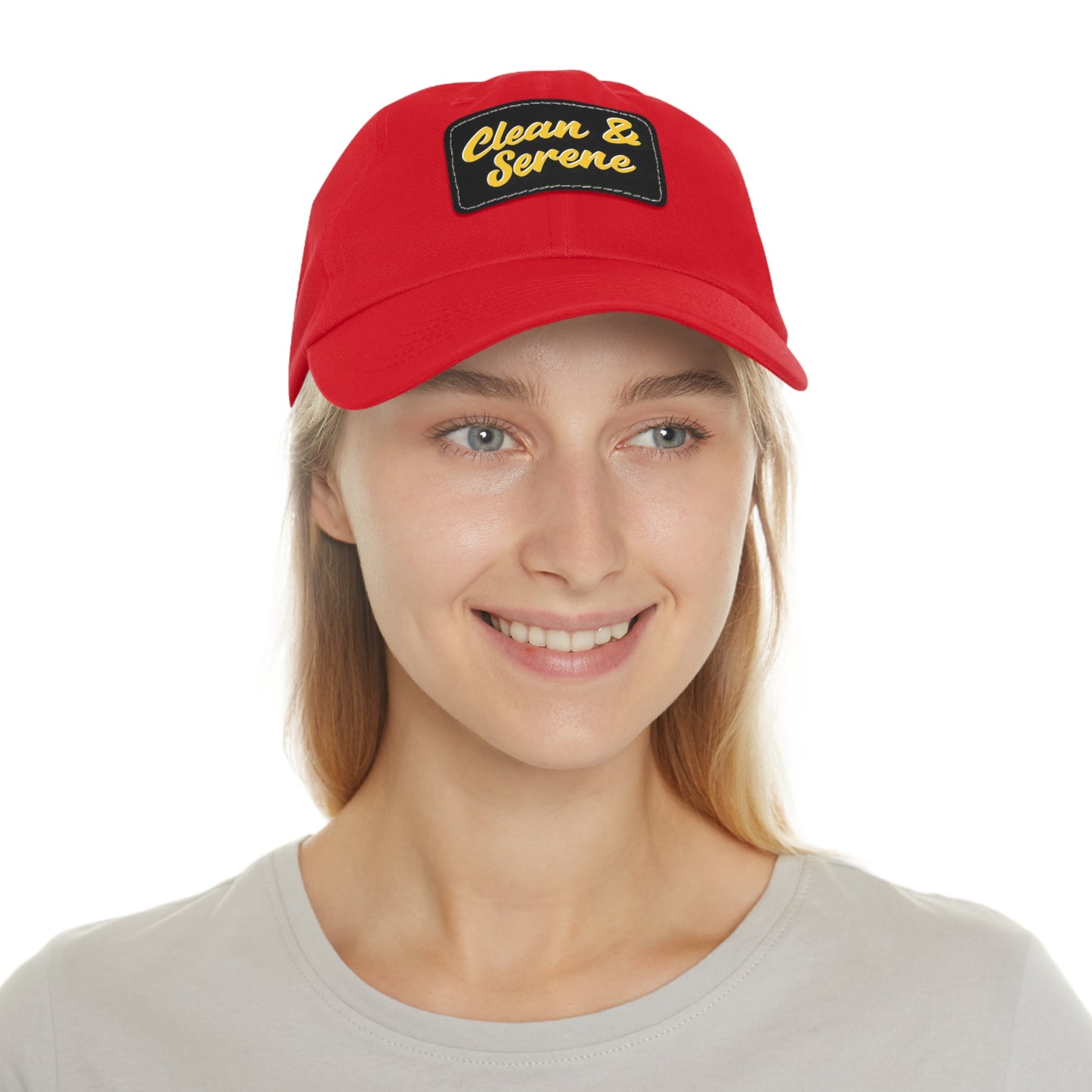 Clean and Serene Dad Hat with Leather Patch (Rectangle)