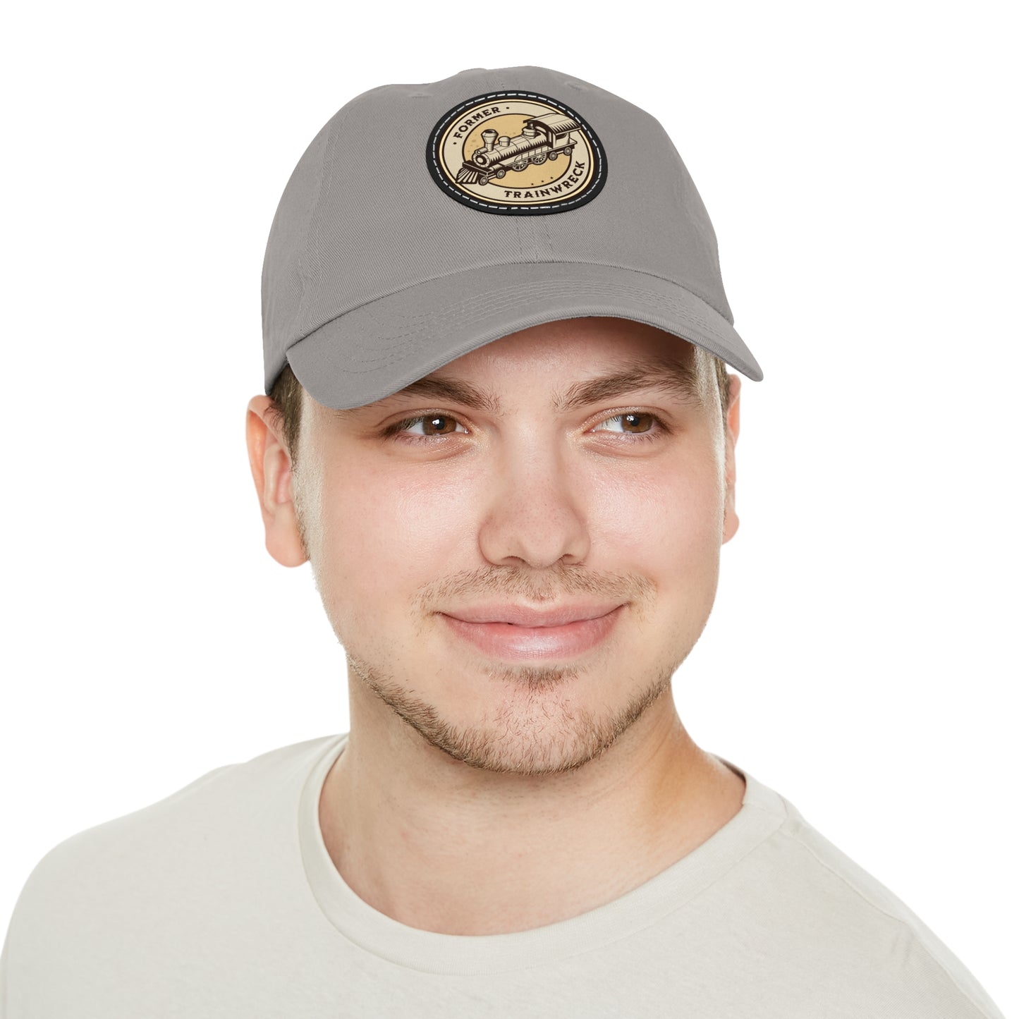 Trainwreck Dad Hat with Leather Patch (Round)