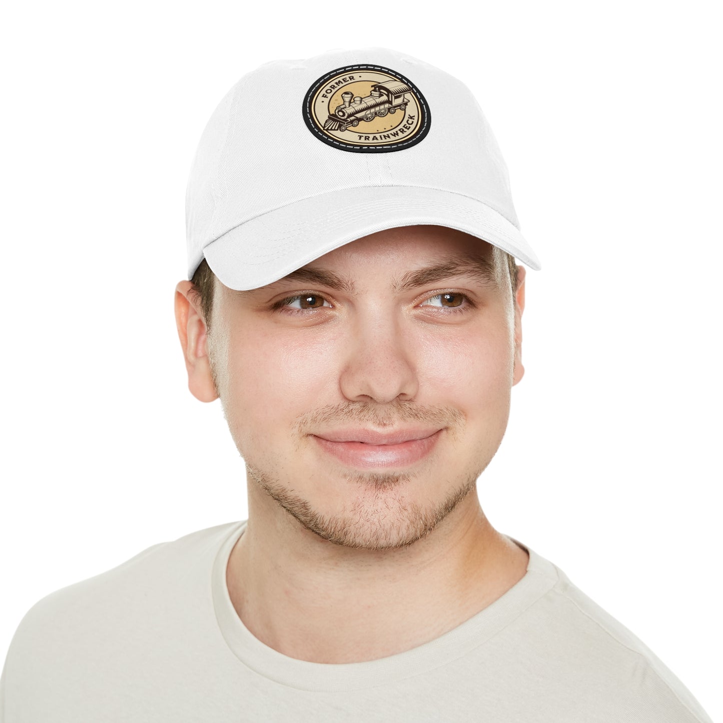 Trainwreck Dad Hat with Leather Patch (Round)