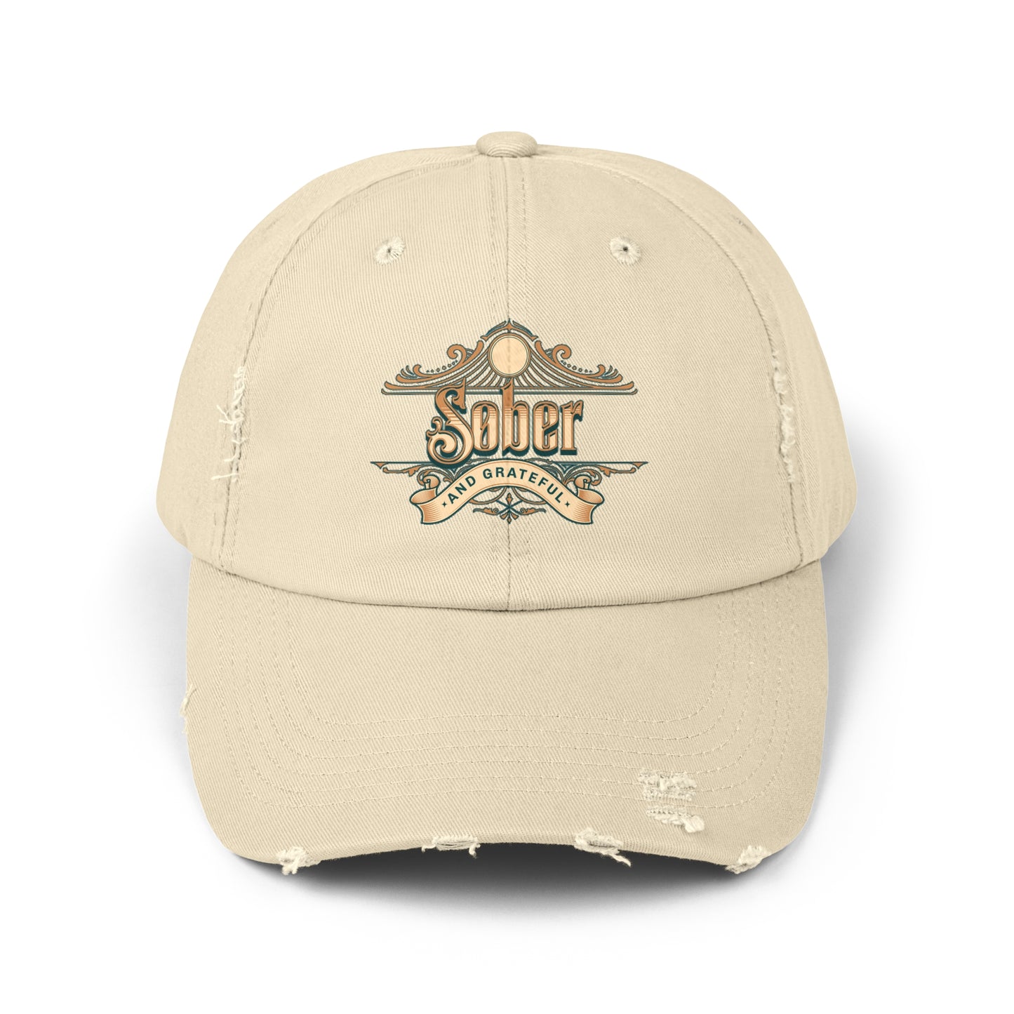 Sober and Grateful Unisex Distressed Cap