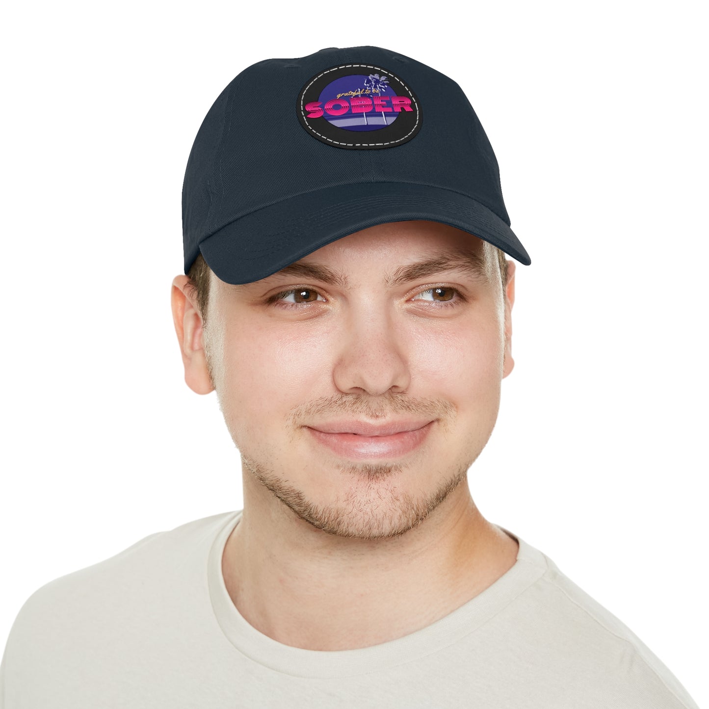 Grateful to be Sober Dad Hat with Leather Patch (Round)