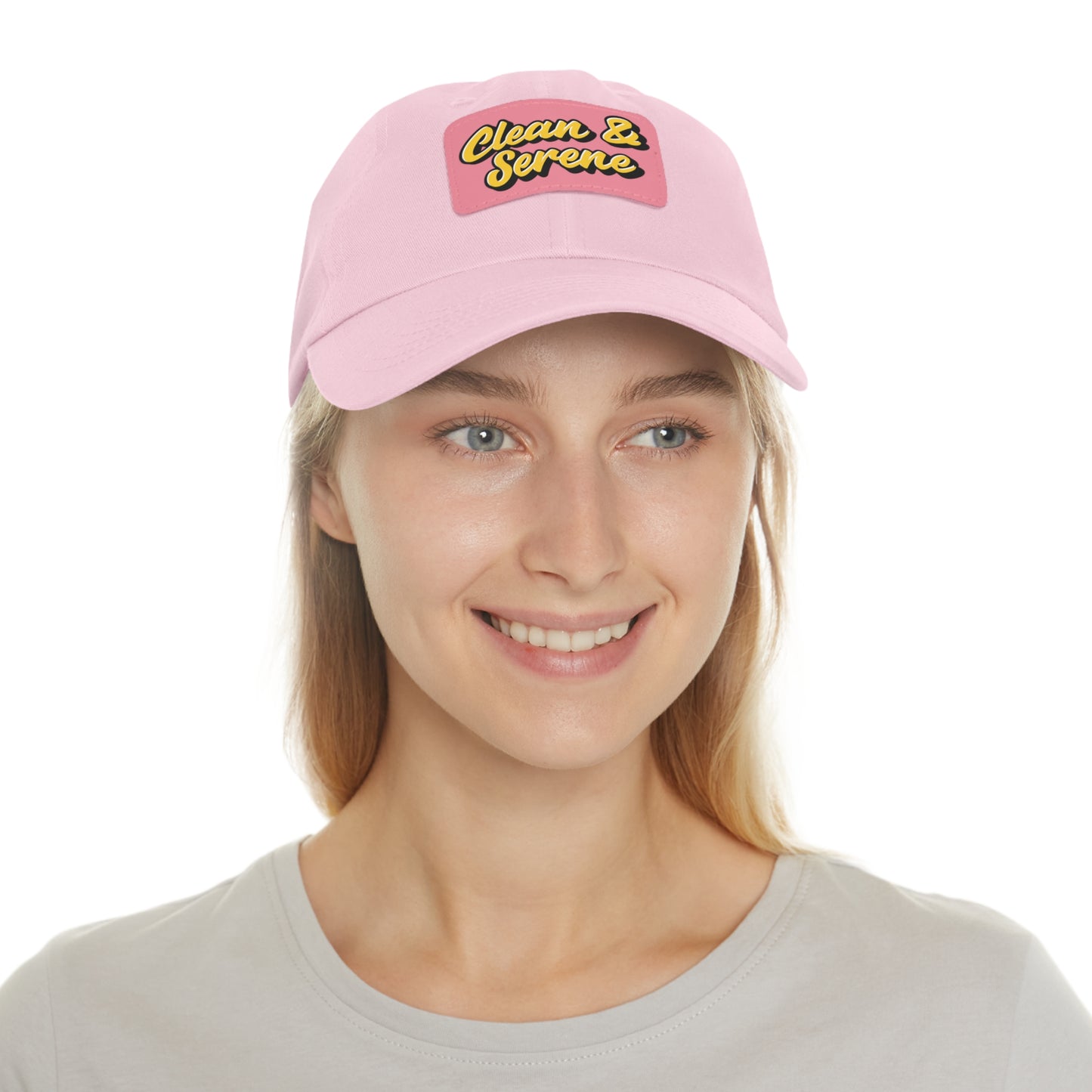 Clean and Serene Dad Hat with Leather Patch (Rectangle)
