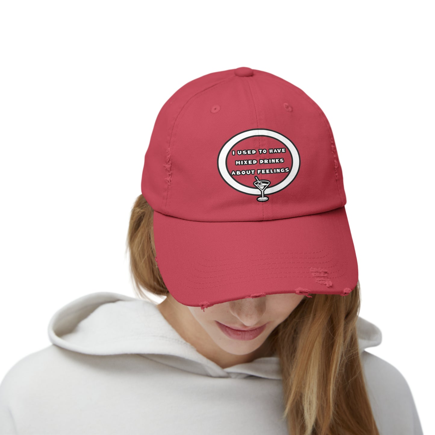 Mixed Drinks About Feelings Unisex Distressed Cap