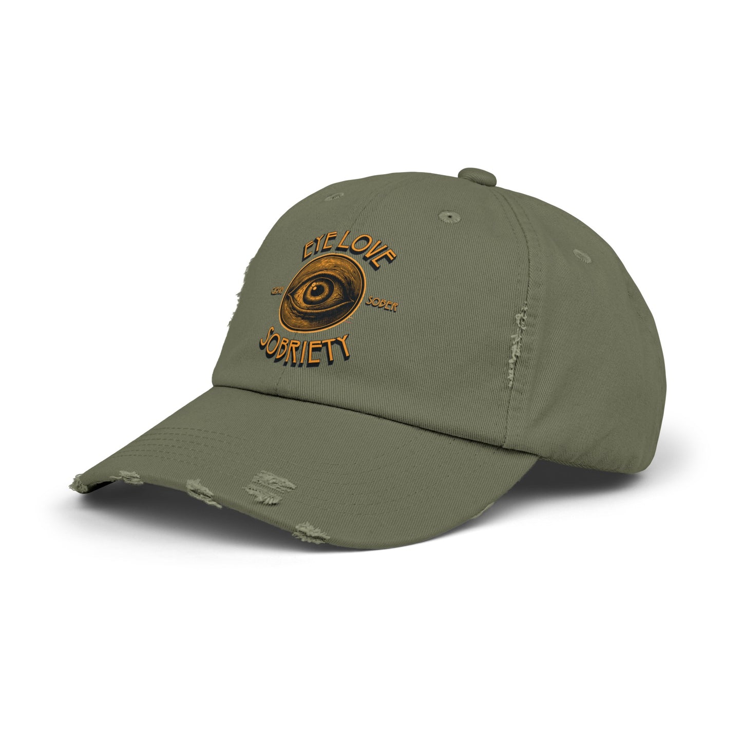 Eye Love Sobriety Unisex Distressed Cap