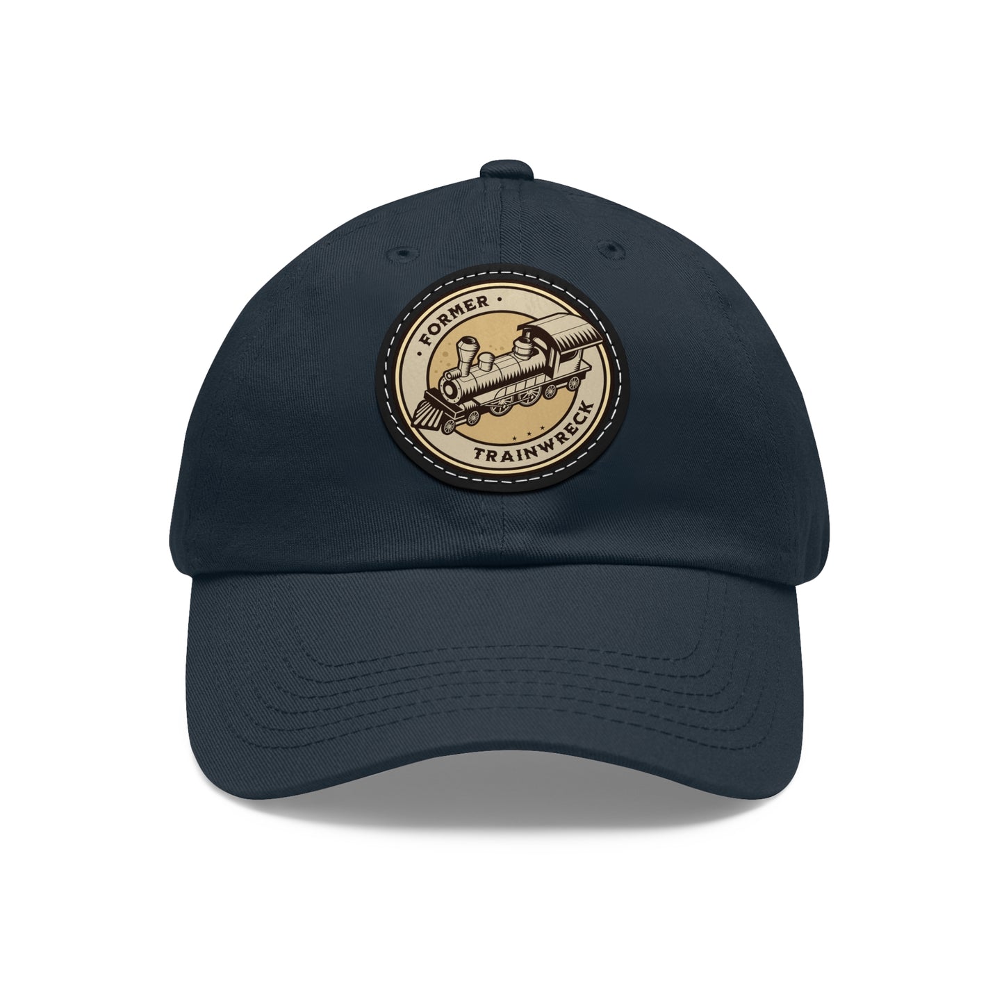 Trainwreck Dad Hat with Leather Patch (Round)