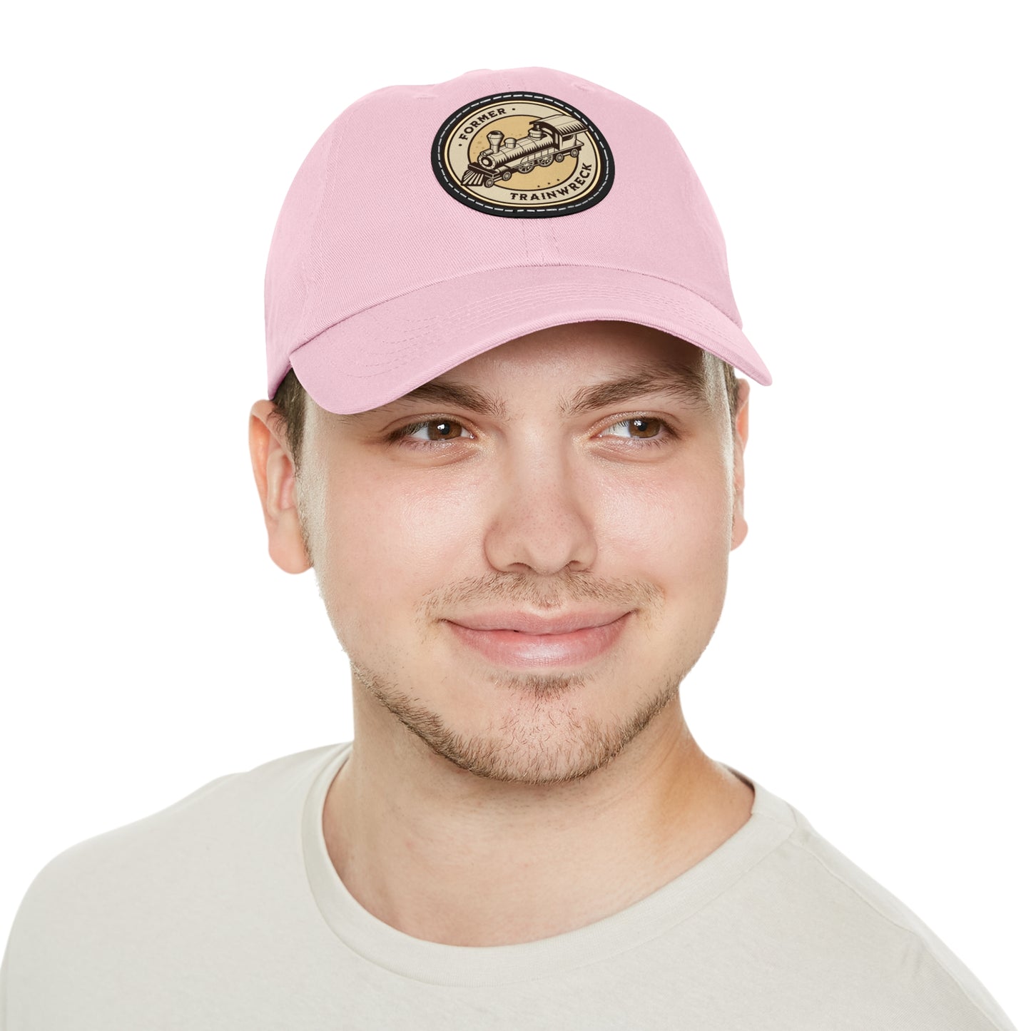 Trainwreck Dad Hat with Leather Patch (Round)