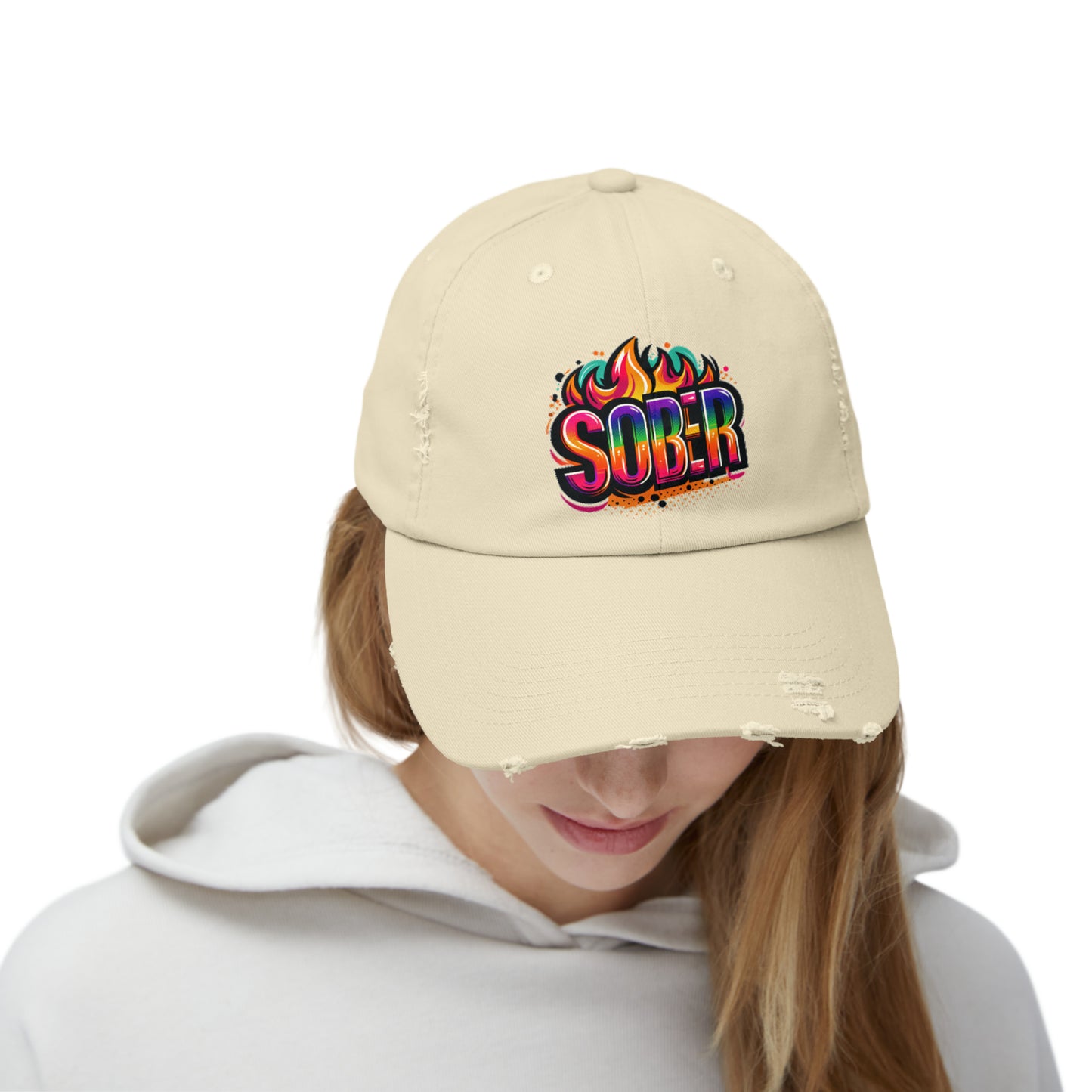 Sober Unisex Distressed Cap