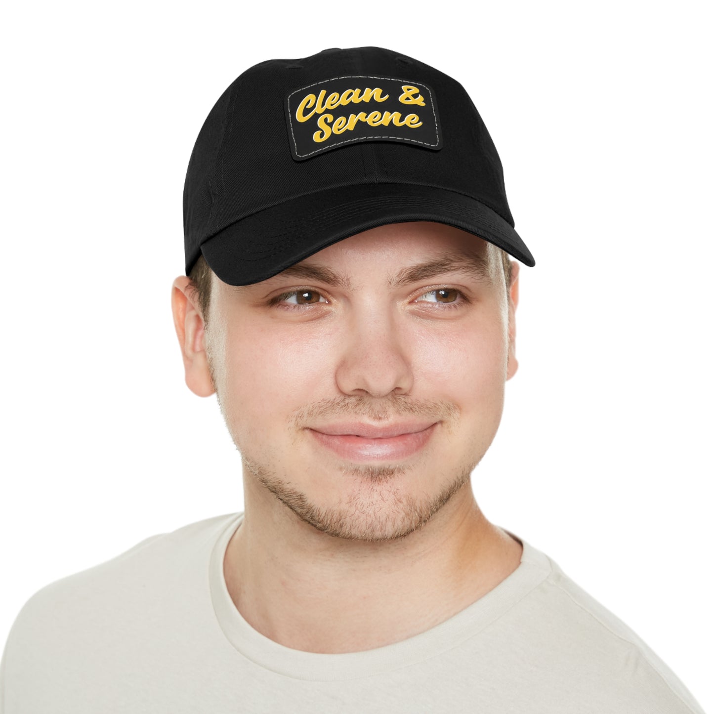 Clean and Serene Dad Hat with Leather Patch (Rectangle)