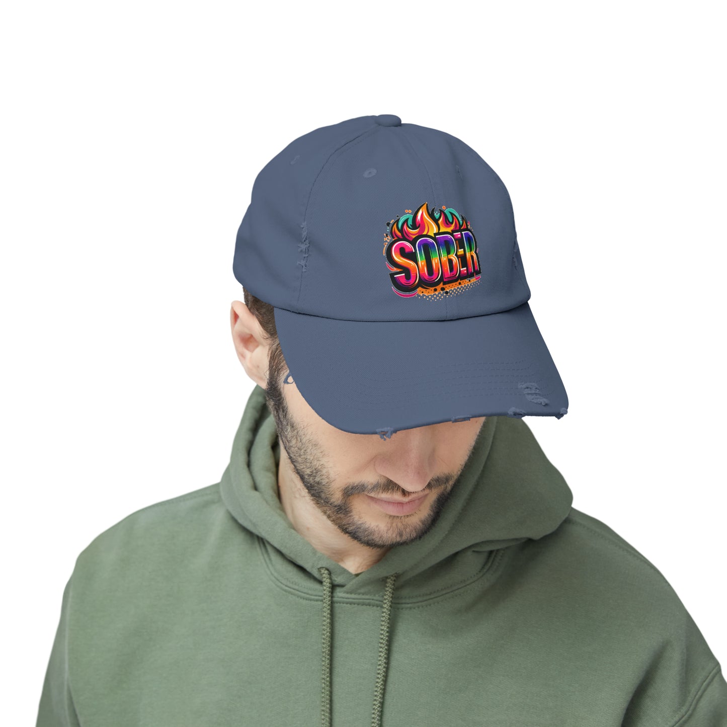 Sober Unisex Distressed Cap