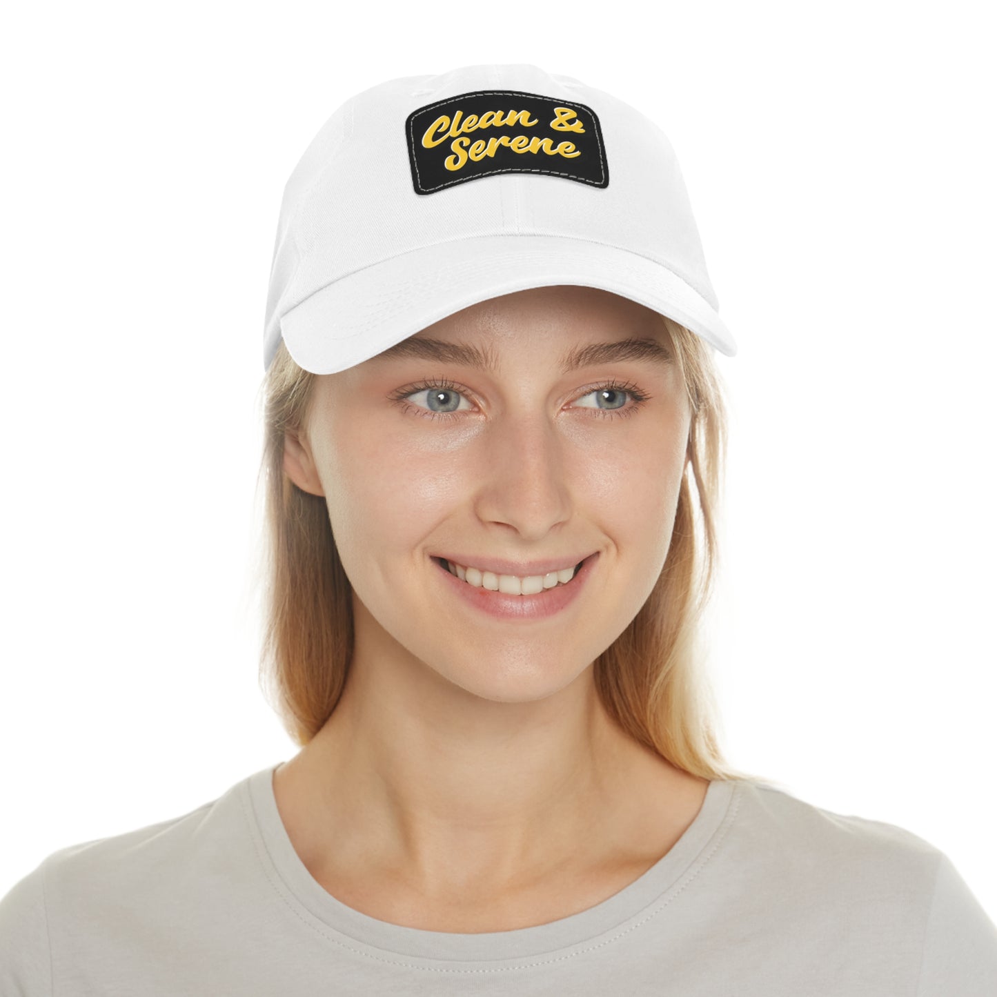 Clean and Serene Dad Hat with Leather Patch (Rectangle)