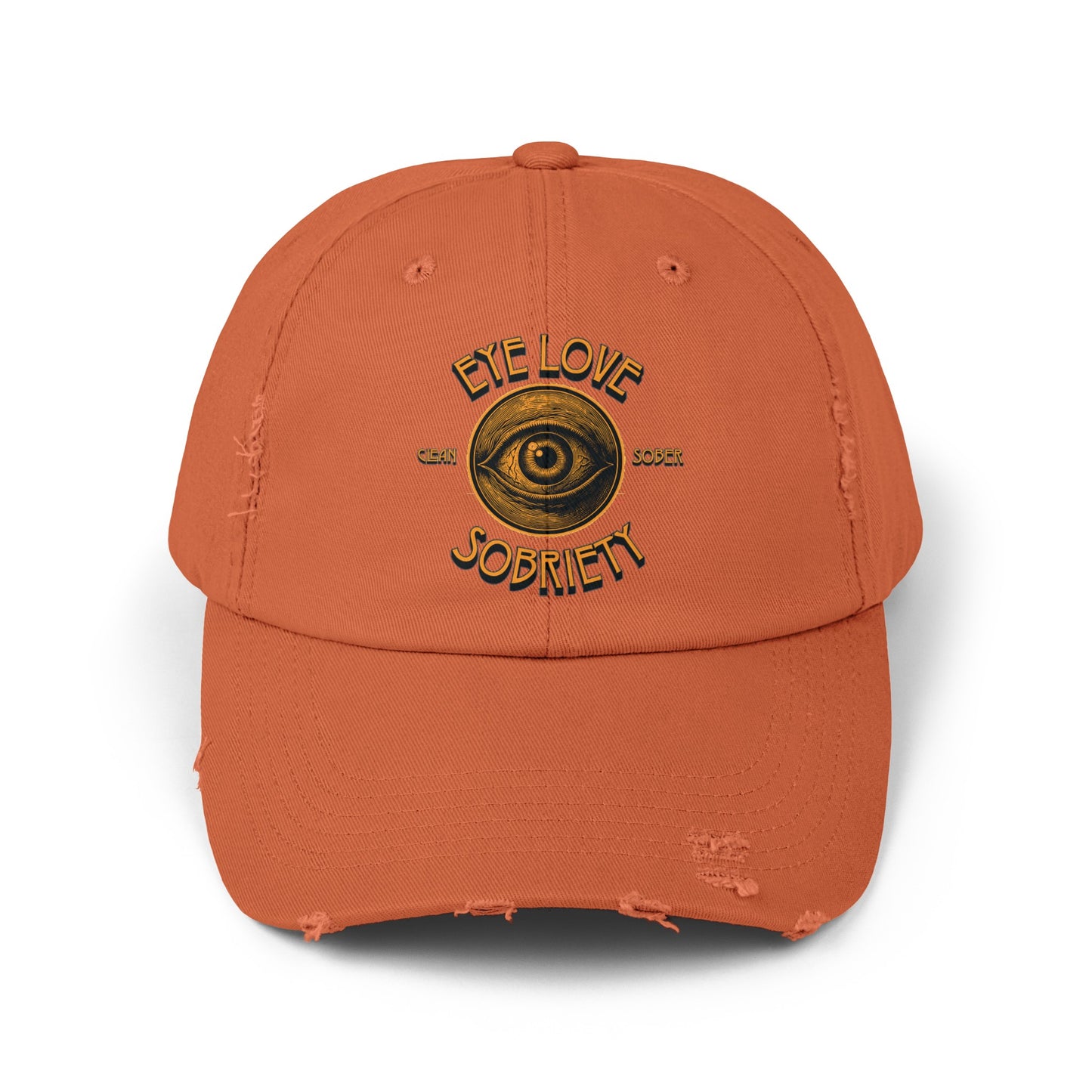 Eye Love Sobriety Unisex Distressed Cap