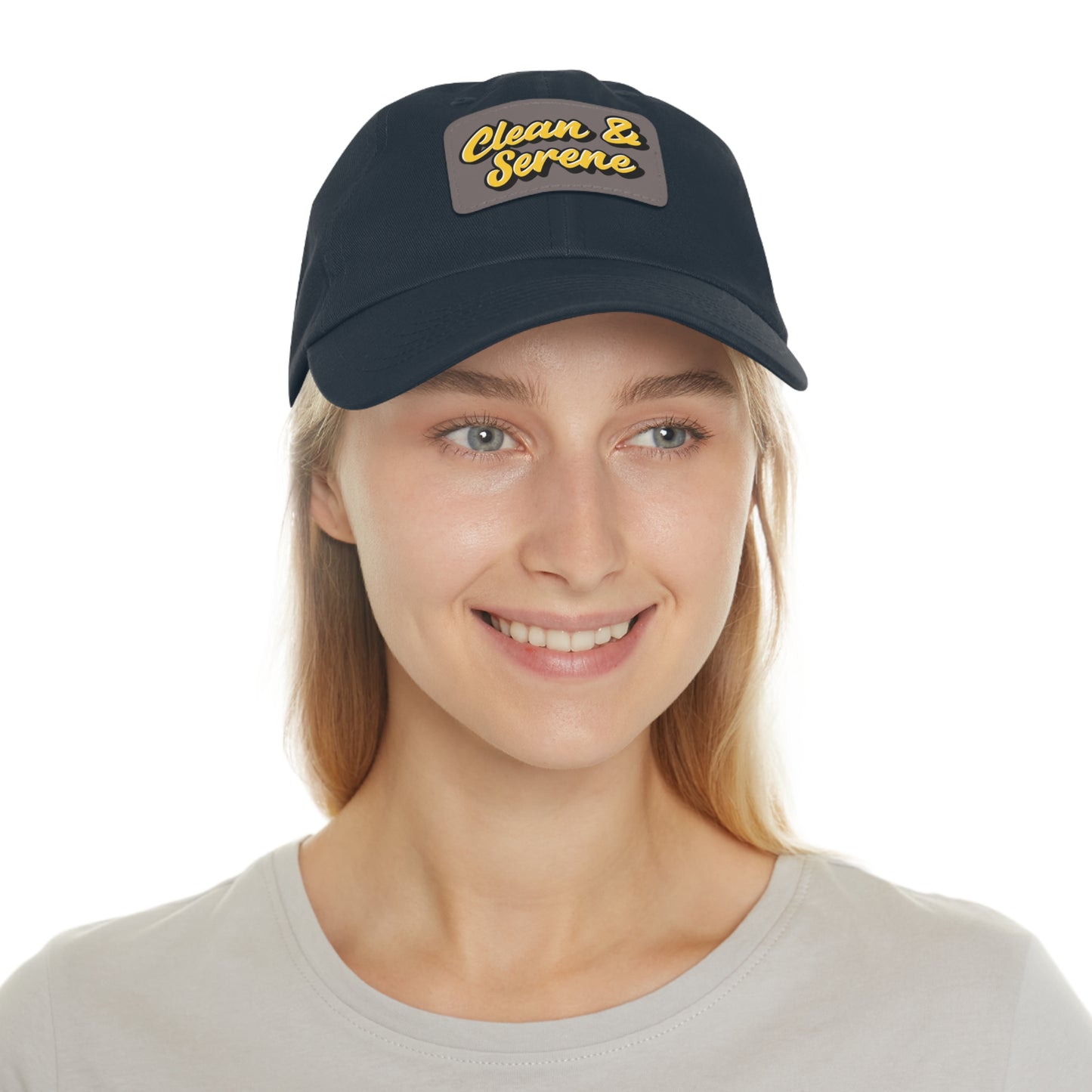 Clean and Serene Dad Hat with Leather Patch (Rectangle)