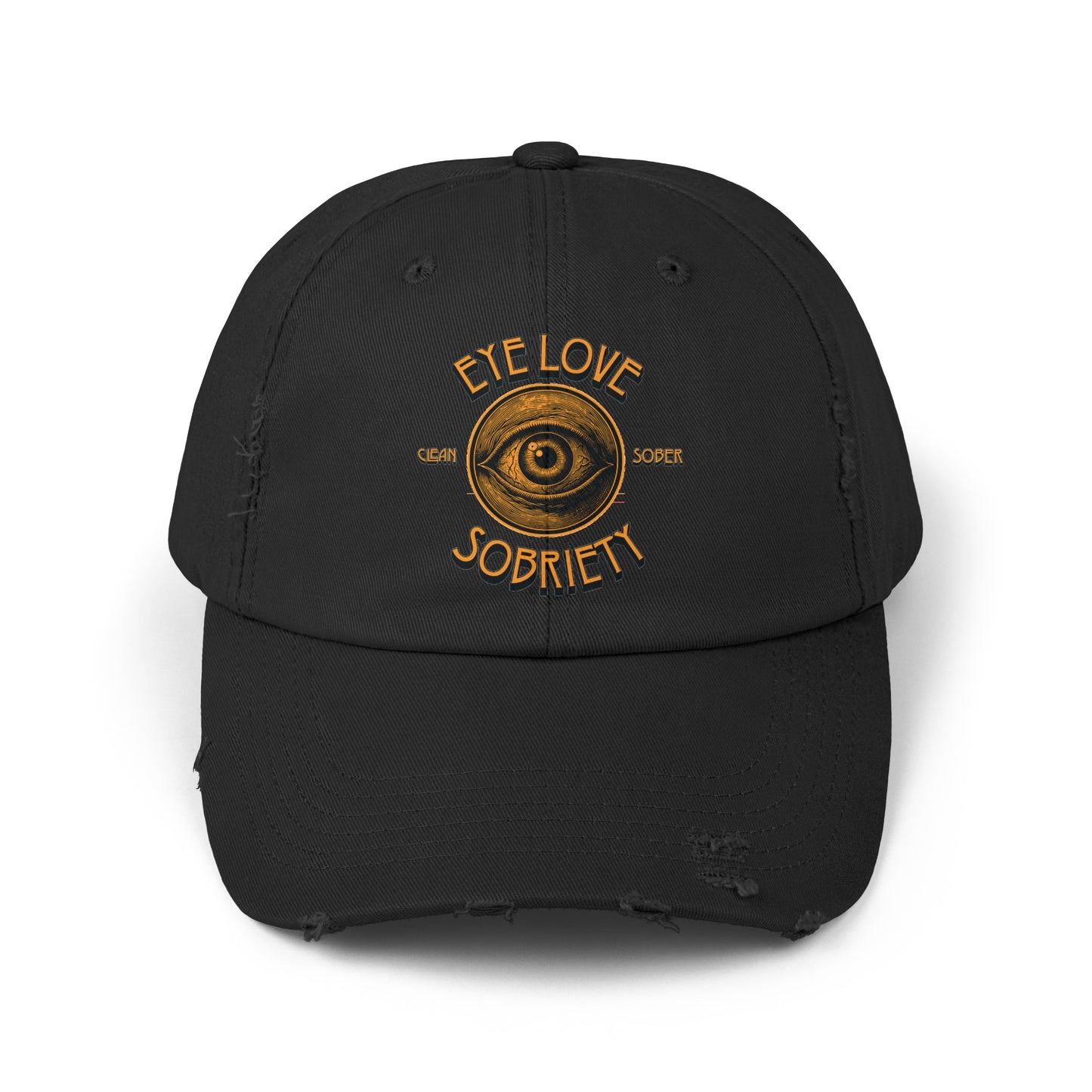 Eye Love Sobriety Unisex Distressed Cap
