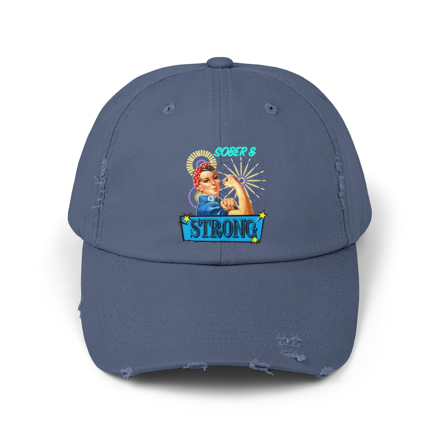 Sober and Strong Vintage Unisex Distressed Cap