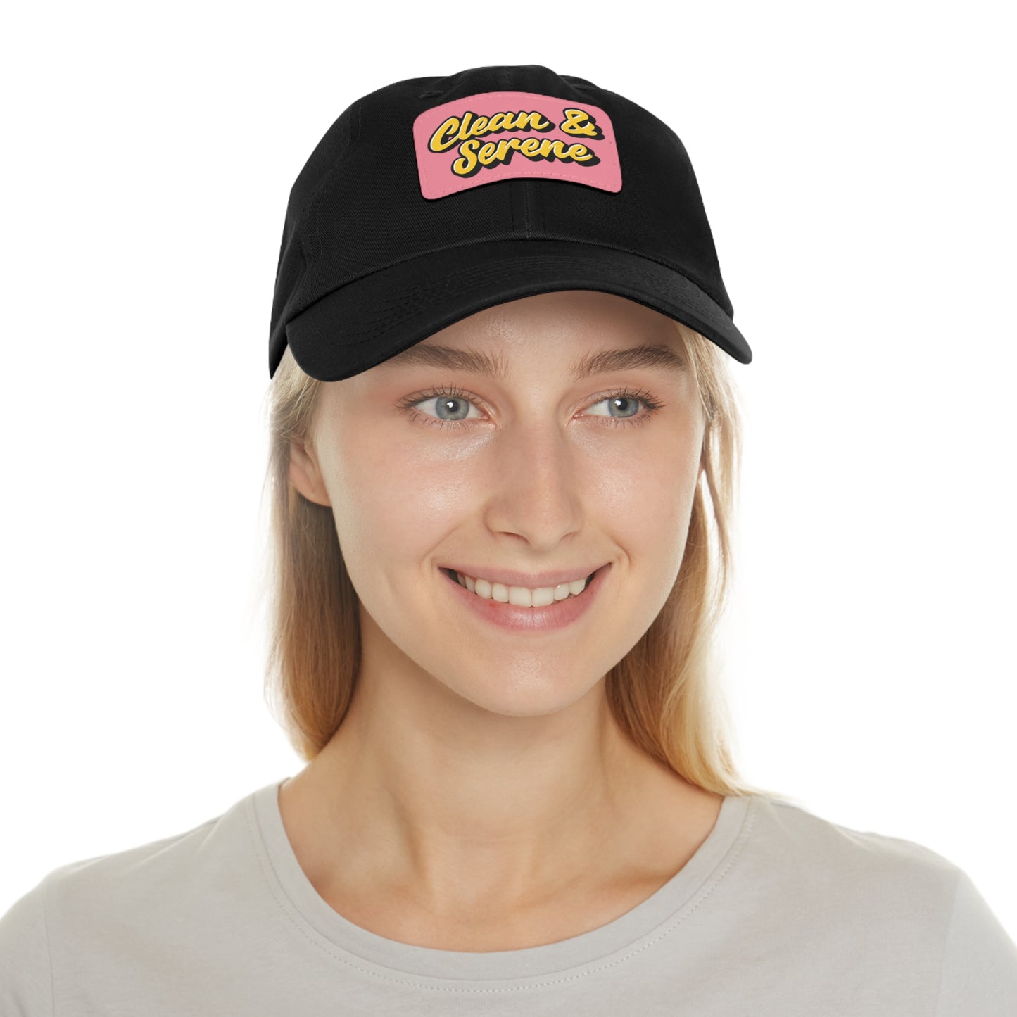 Clean and Serene Dad Hat with Leather Patch (Rectangle)