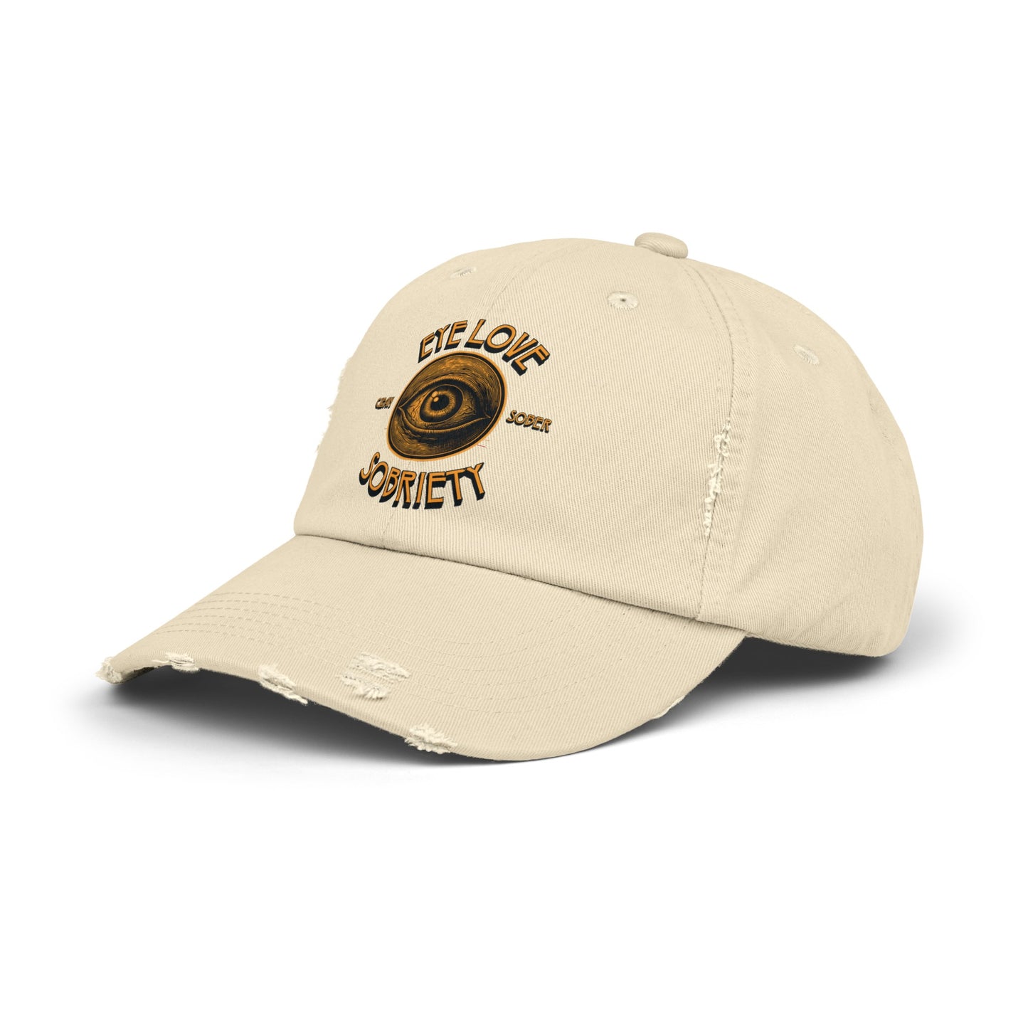 Eye Love Sobriety Unisex Distressed Cap