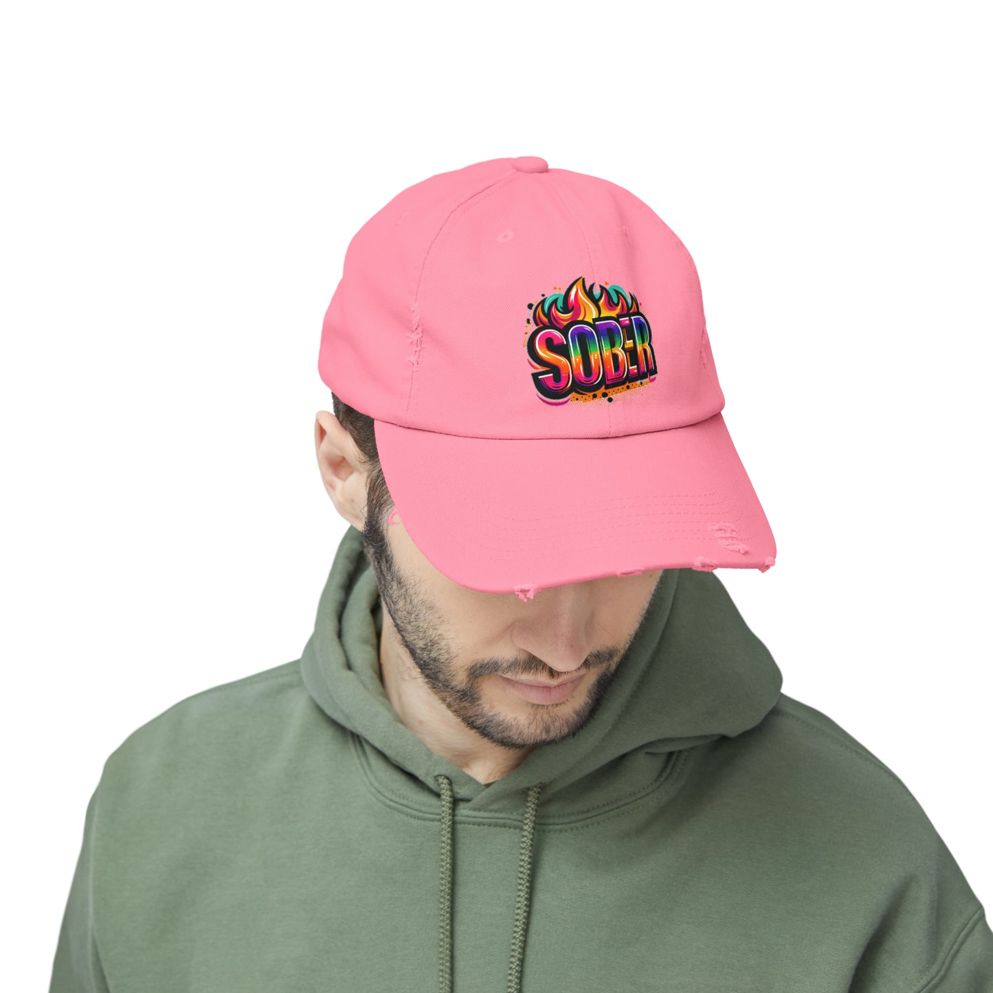 Sober Unisex Distressed Cap