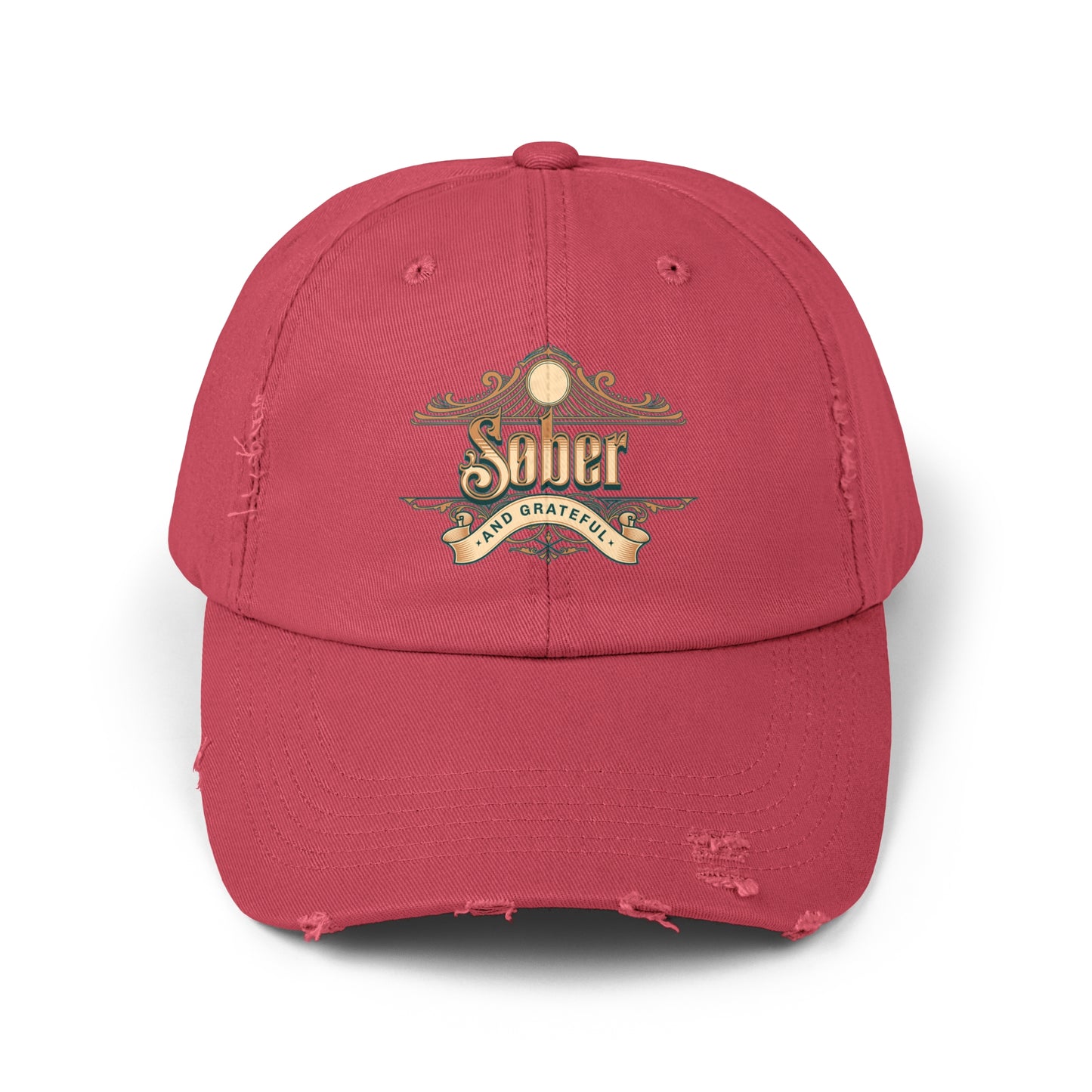 Sober and Grateful Unisex Distressed Cap