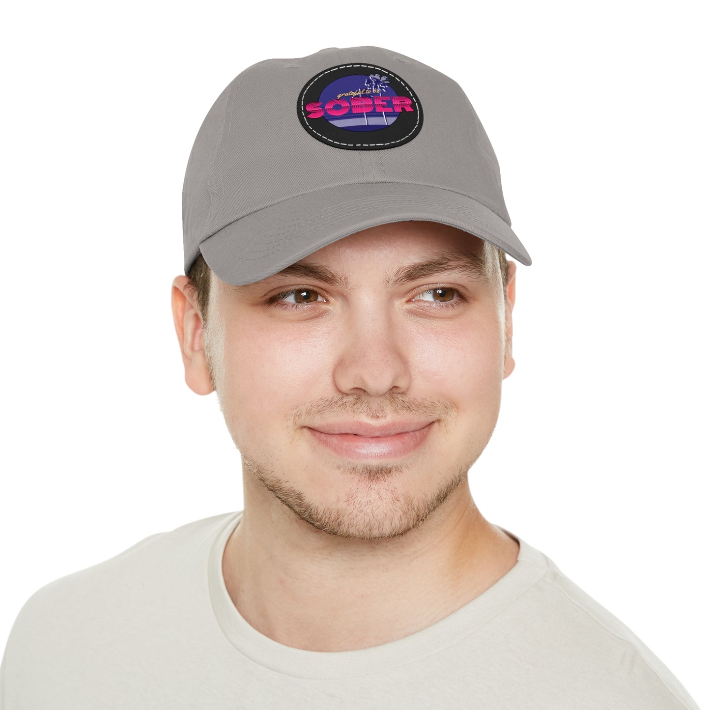 Grateful to be Sober Dad Hat with Leather Patch (Round)