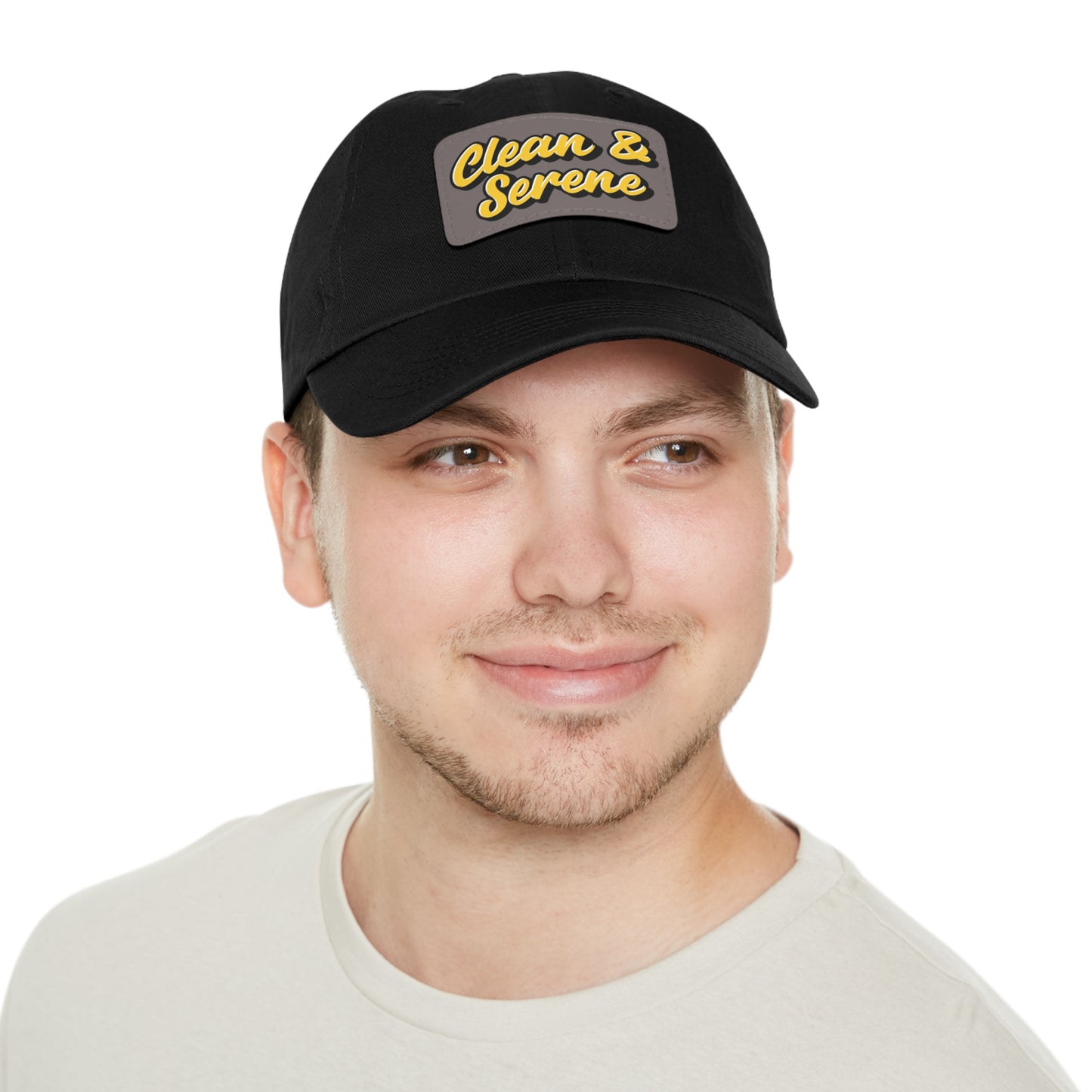 Clean and Serene Dad Hat with Leather Patch (Rectangle)