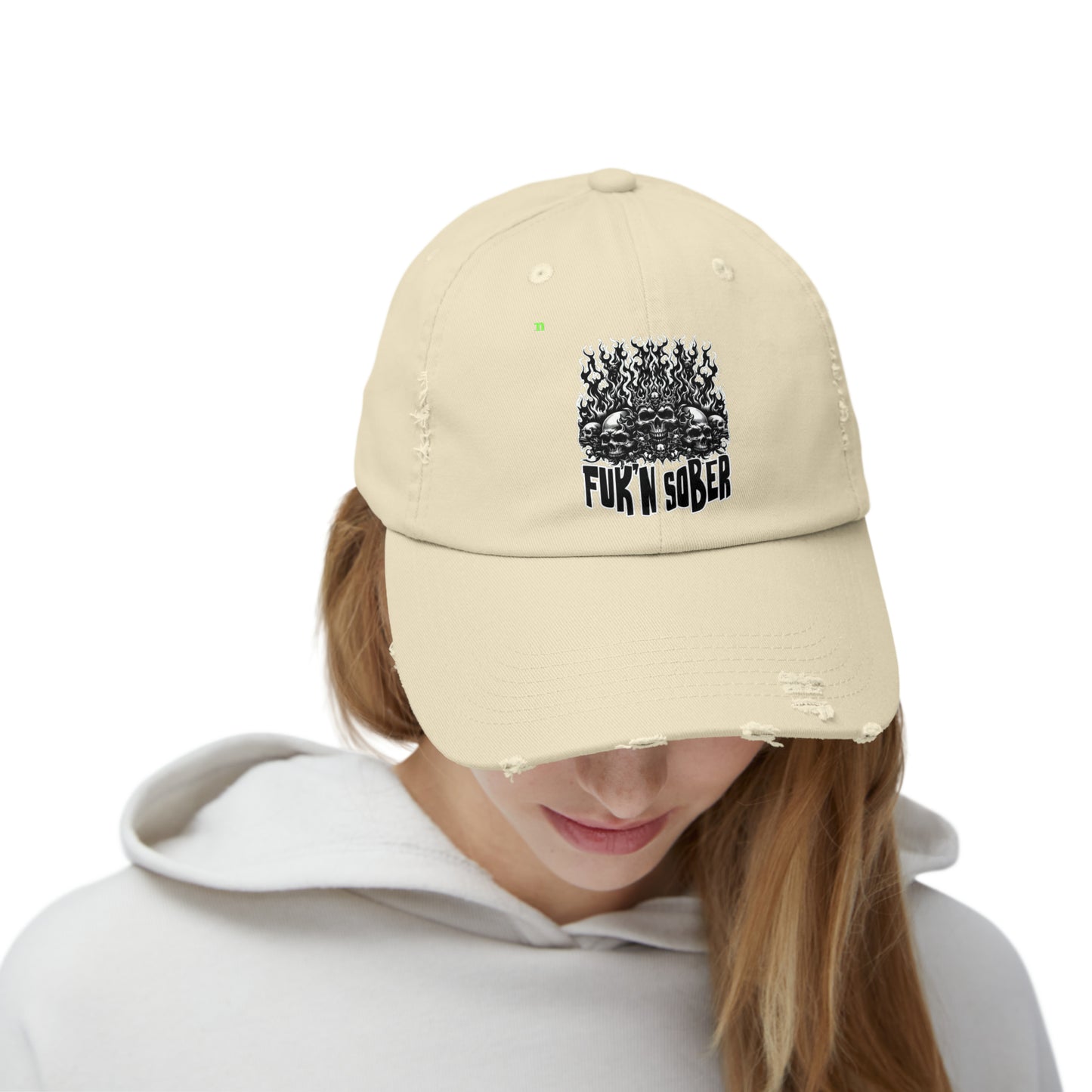 Fuk'n Sober Unisex Distressed Cap