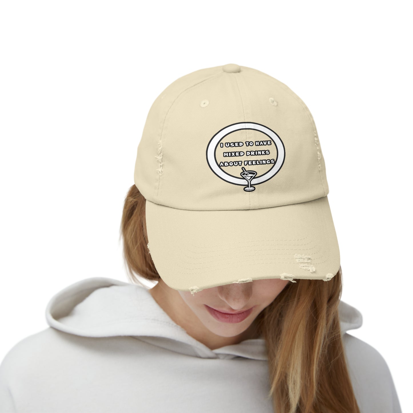 Mixed Drinks About Feelings Unisex Distressed Cap