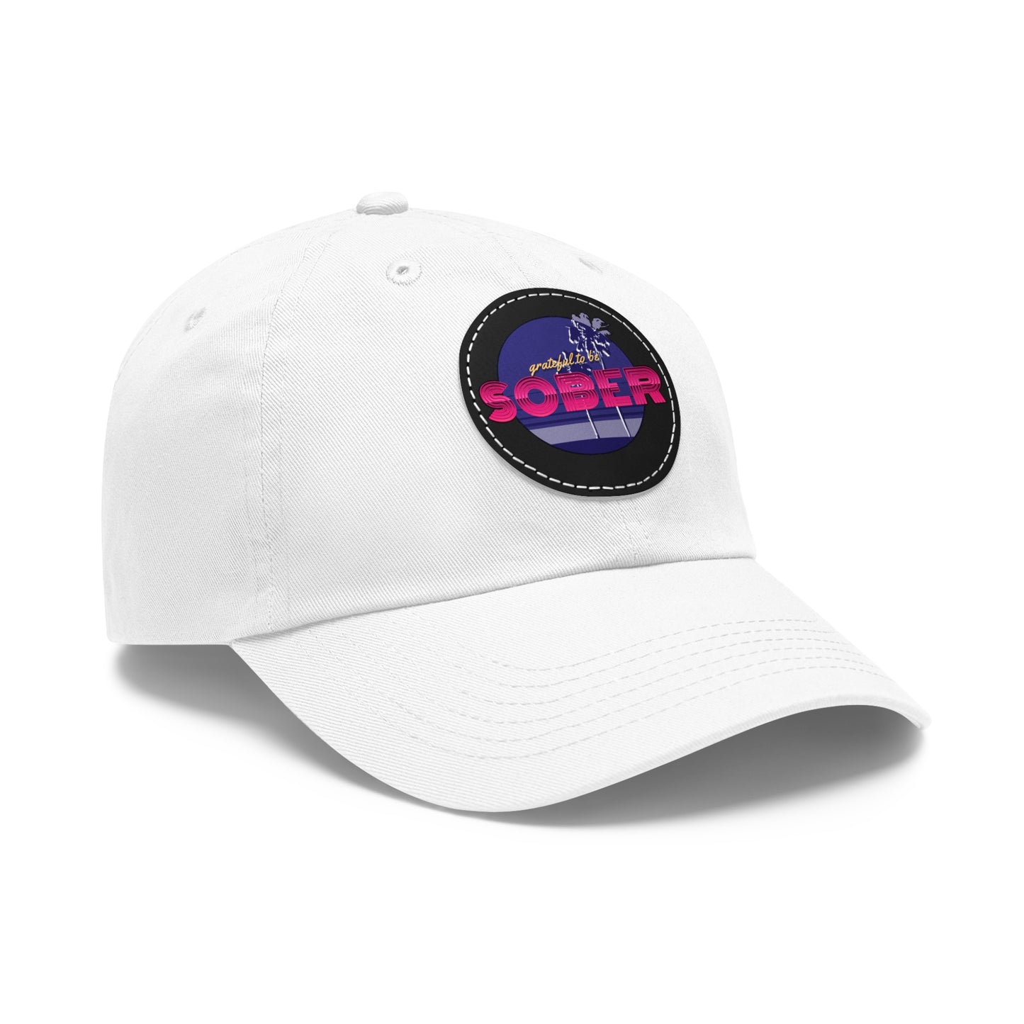 Grateful to be Sober Dad Hat with Leather Patch (Round)