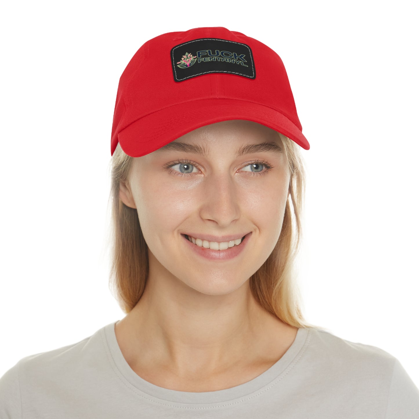 Fuck Fentanyl baseball cap with Leather Patch (Rectangle)