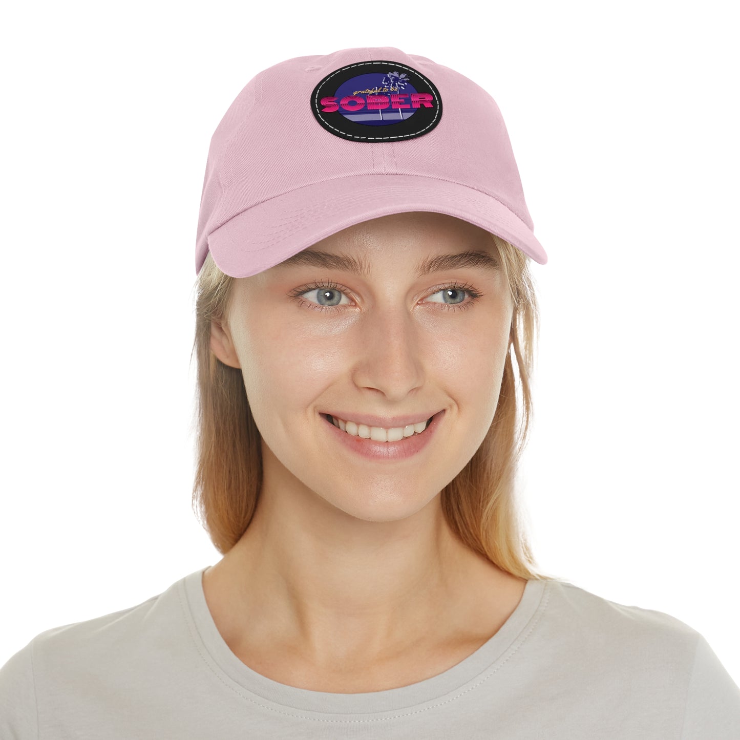Grateful to be Sober Dad Hat with Leather Patch (Round)