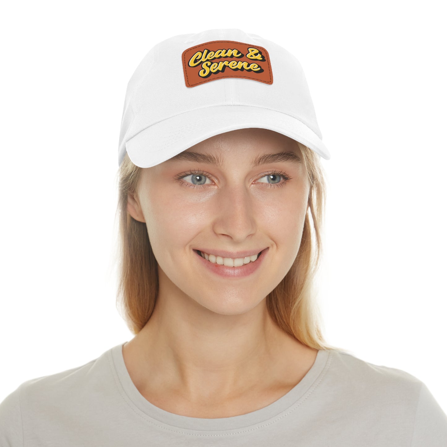 Clean and Serene Dad Hat with Leather Patch (Rectangle)