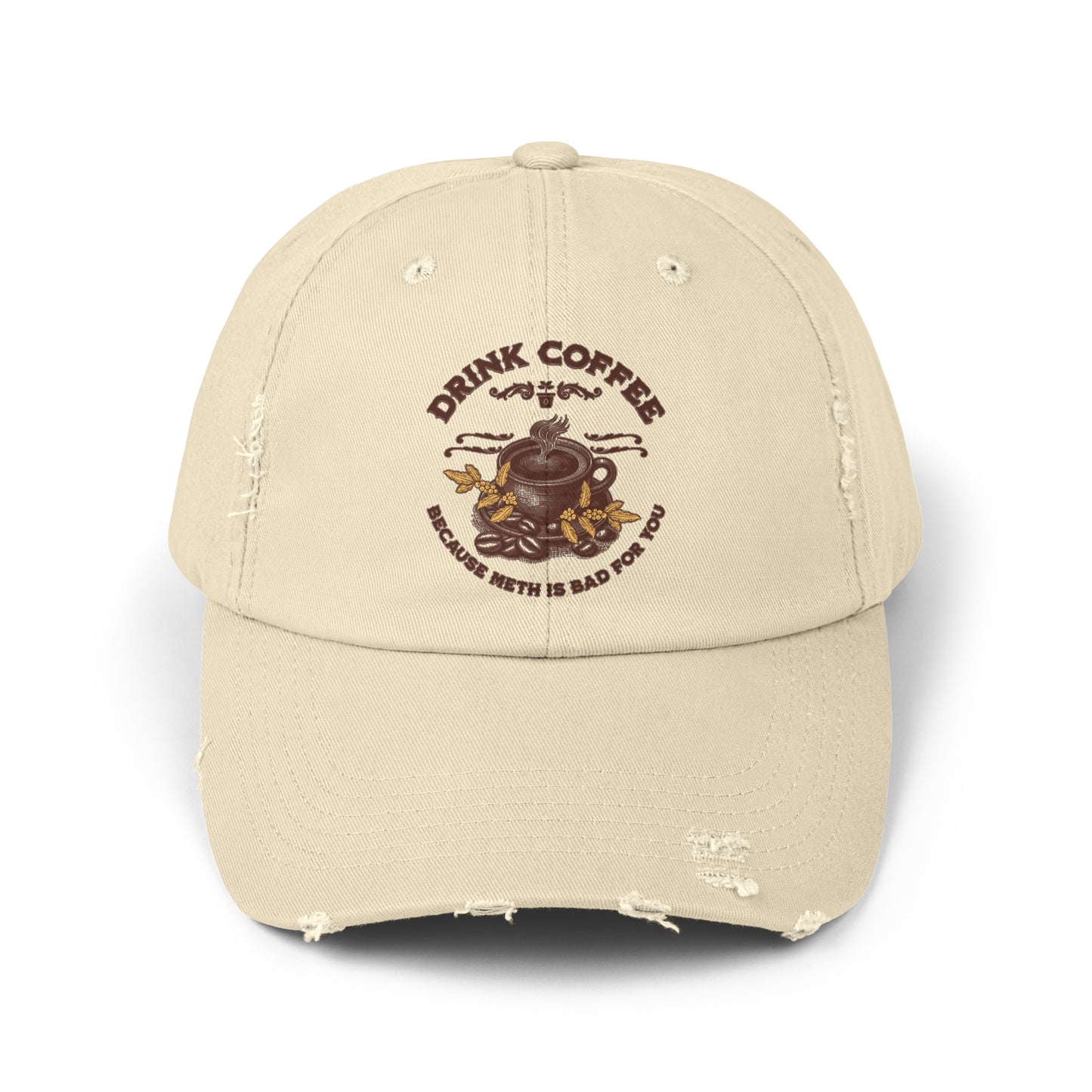 Coffee Unisex Distressed Cap