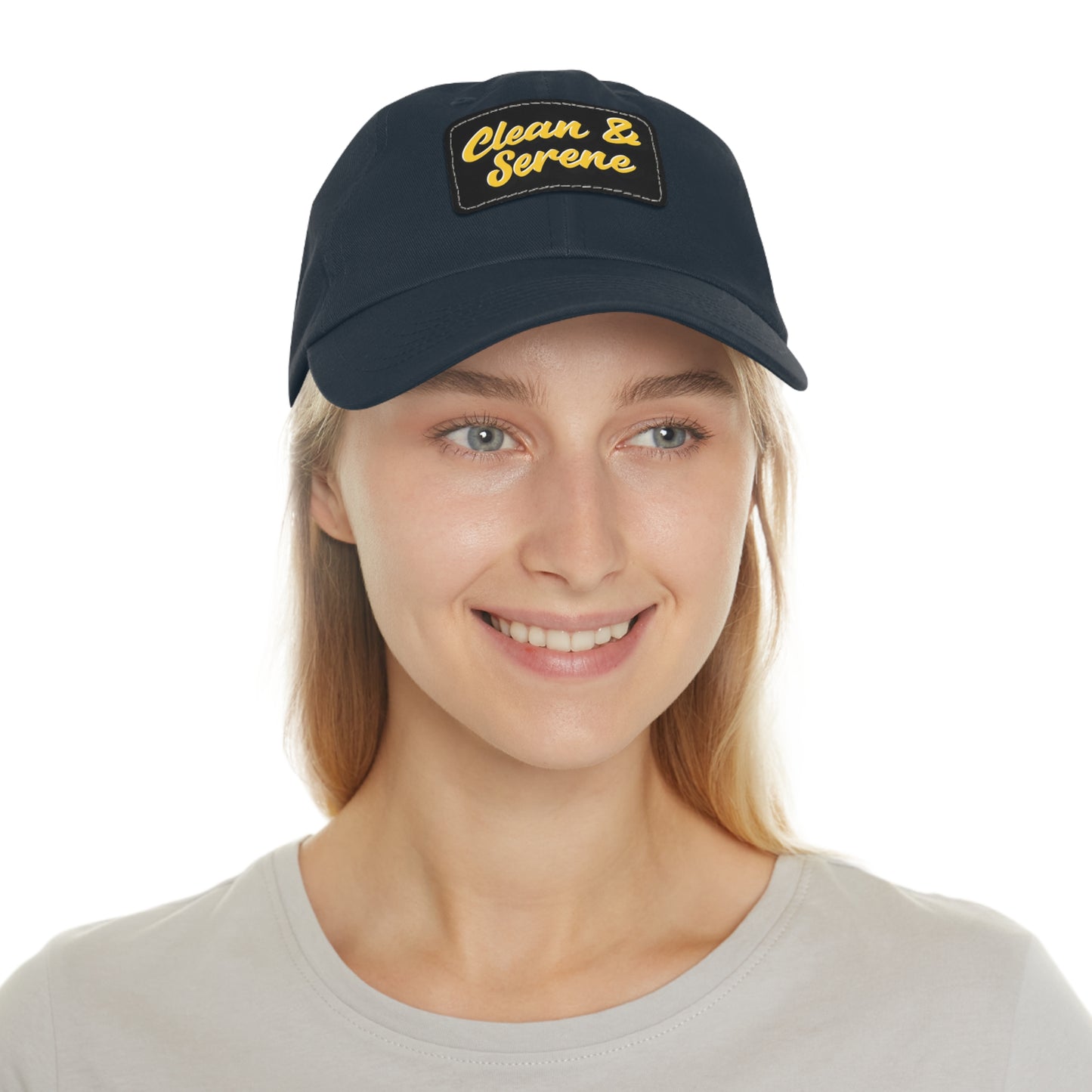 Clean and Serene Dad Hat with Leather Patch (Rectangle)