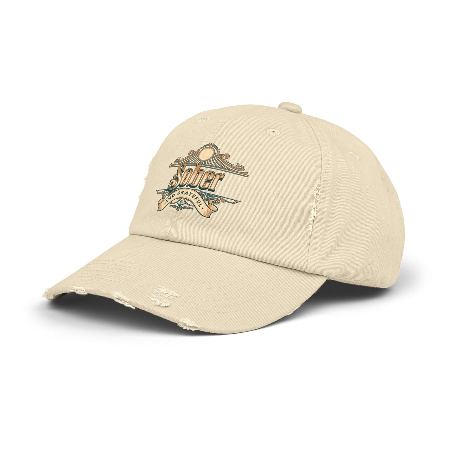 Sober and Grateful Unisex Distressed Cap