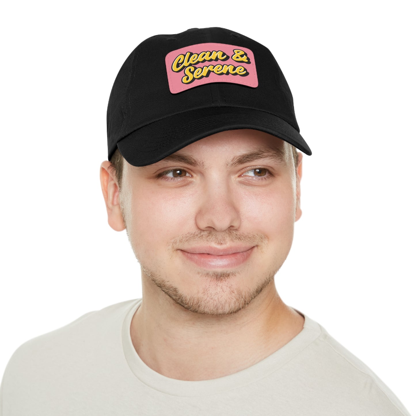 Clean and Serene Dad Hat with Leather Patch (Rectangle)