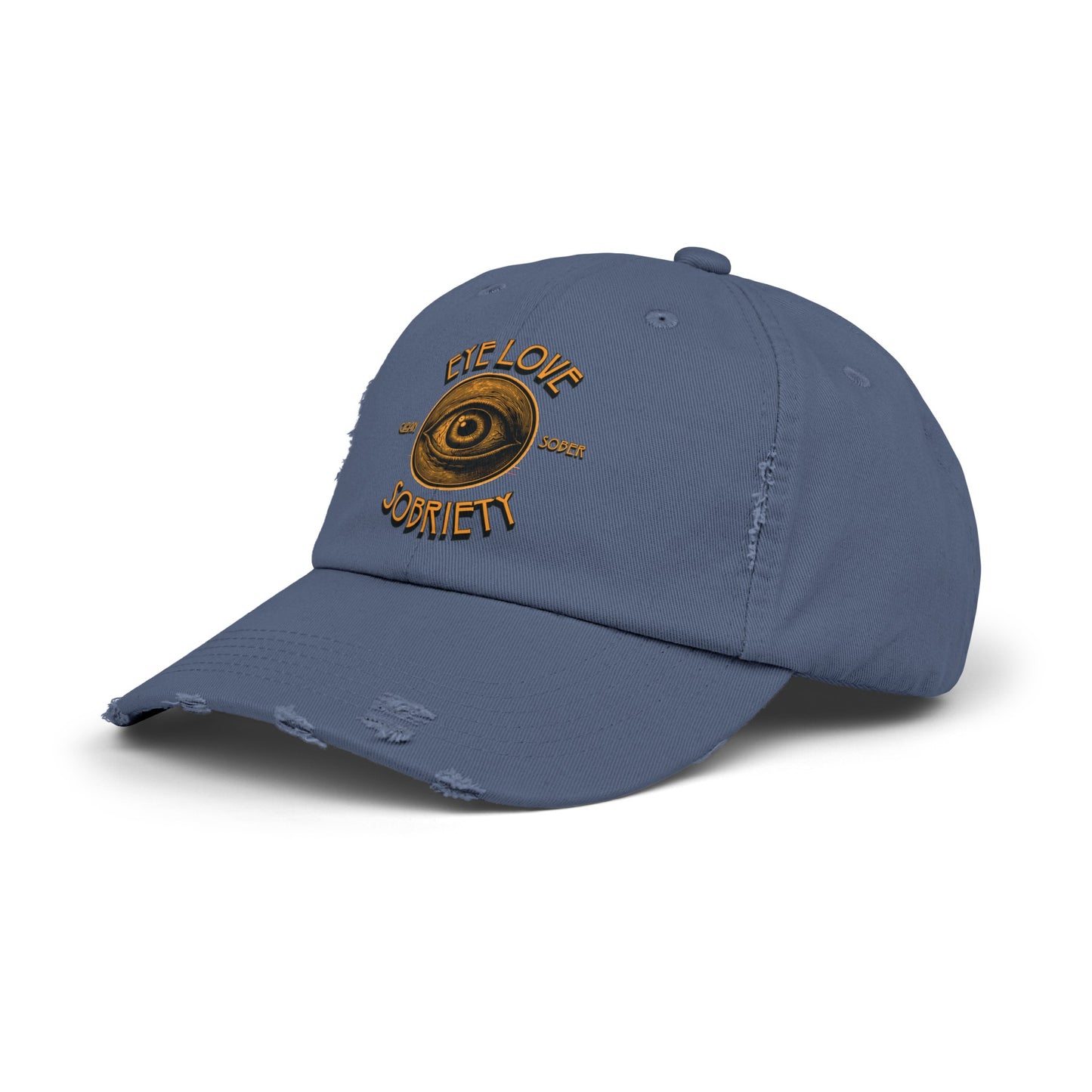 Eye Love Sobriety Unisex Distressed Cap