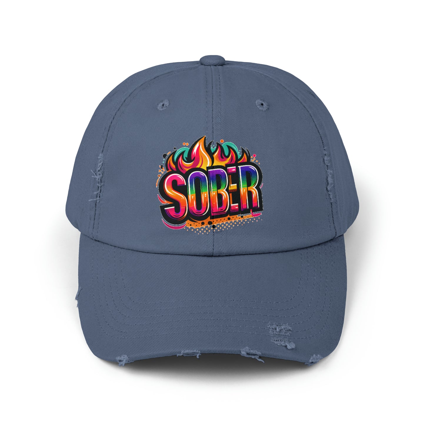 Sober Unisex Distressed Cap