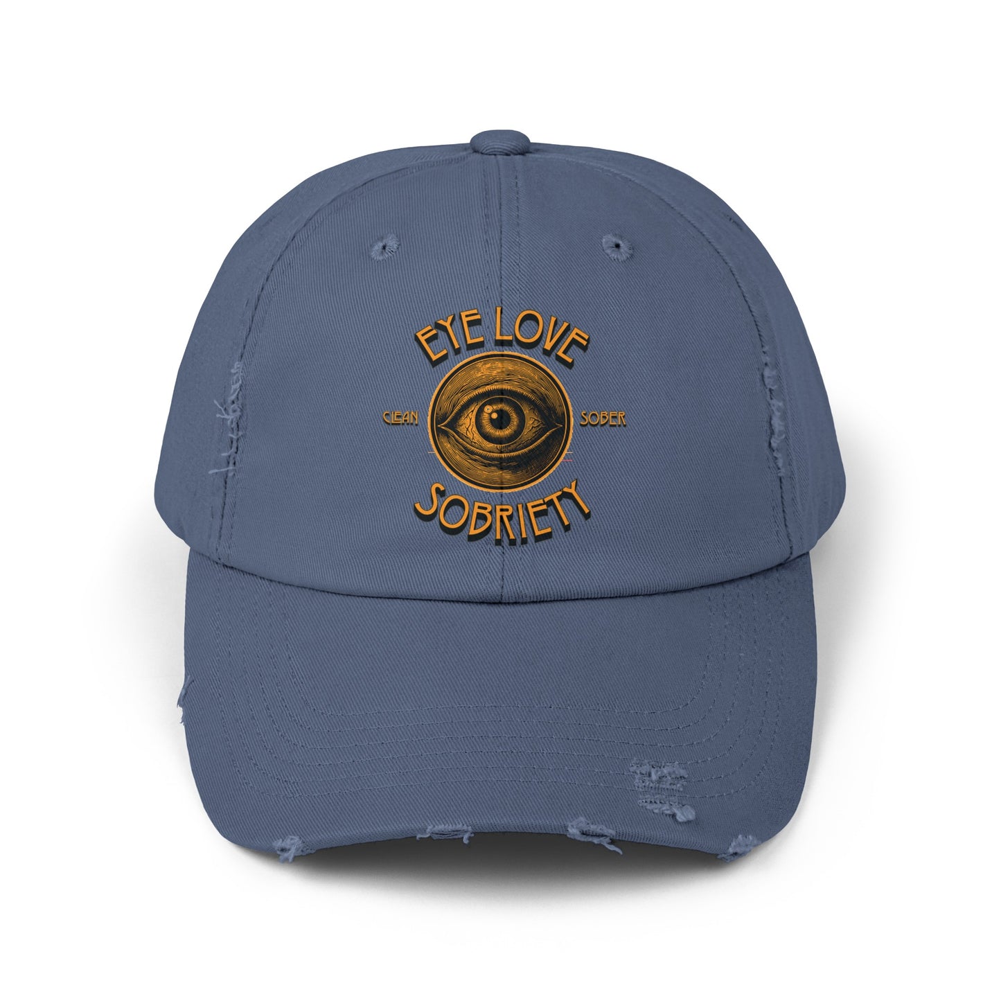 Eye Love Sobriety Unisex Distressed Cap