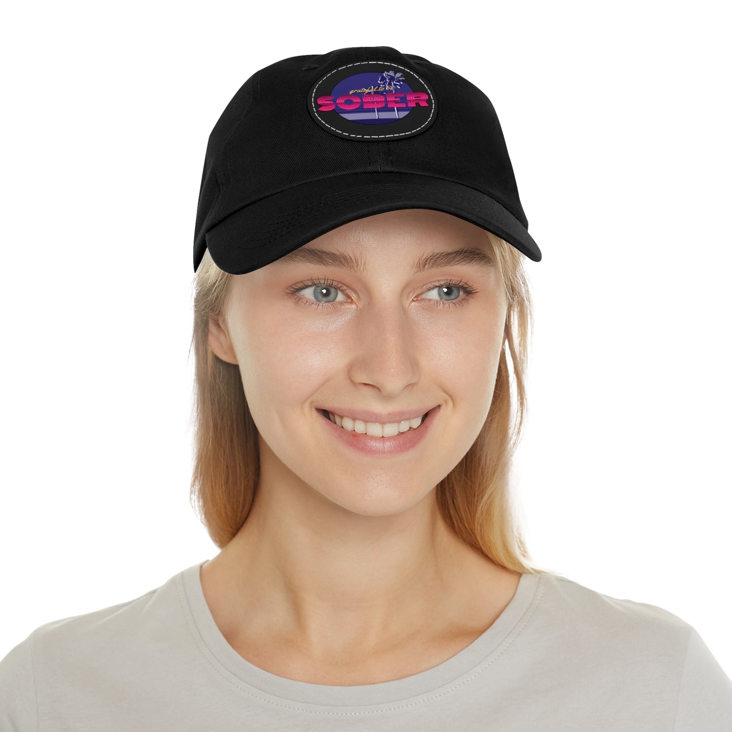 Grateful to be Sober Dad Hat with Leather Patch (Round)