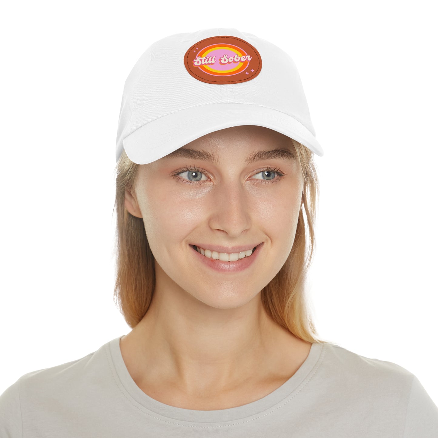 Still Sober Dad Hat with Leather Patch (Round)