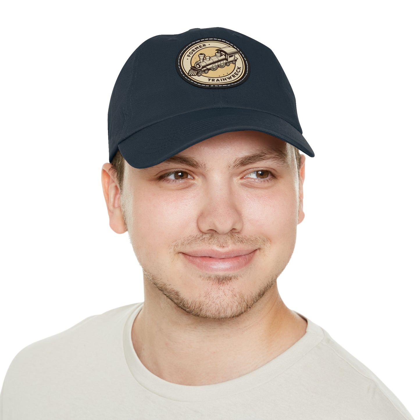 Trainwreck Dad Hat with Leather Patch (Round)