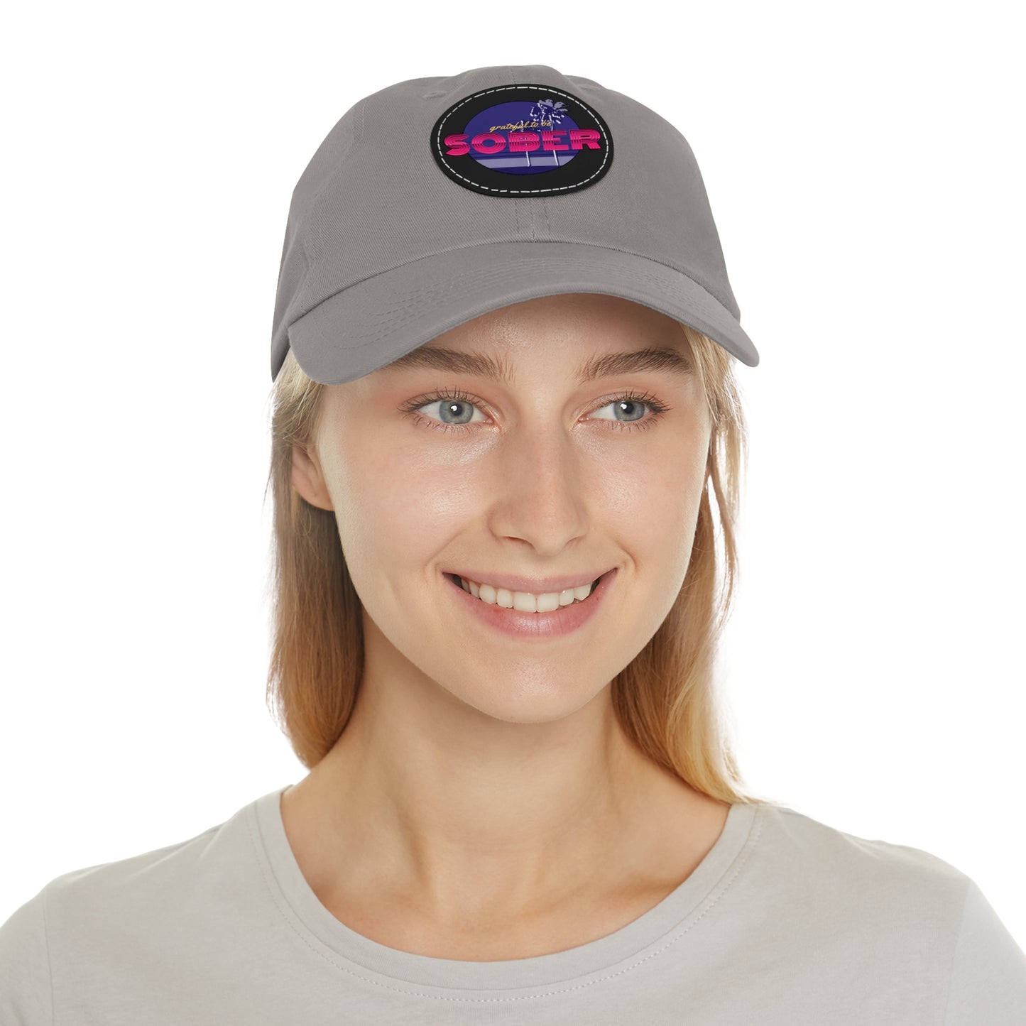 Grateful to be Sober Dad Hat with Leather Patch (Round)