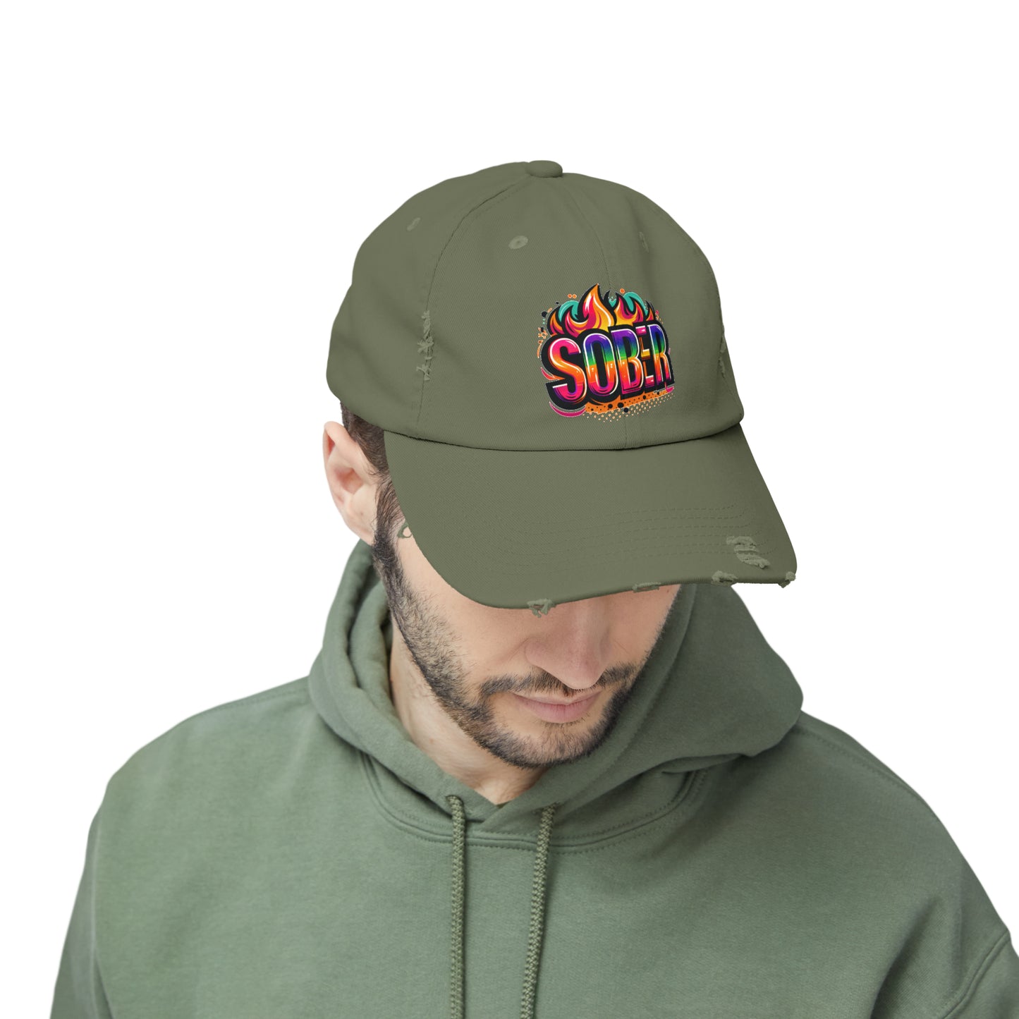 Sober Unisex Distressed Cap