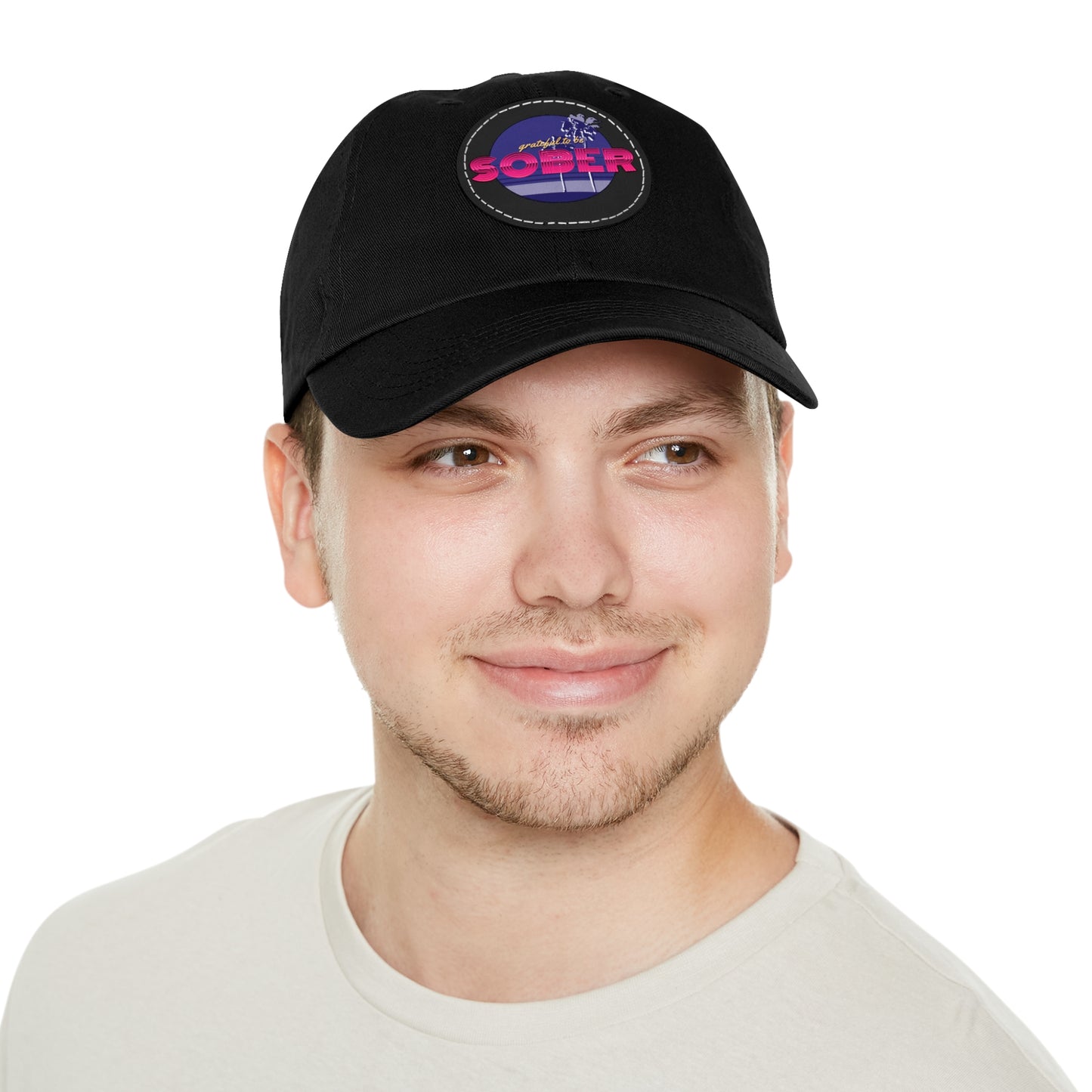 Grateful to be Sober Dad Hat with Leather Patch (Round)