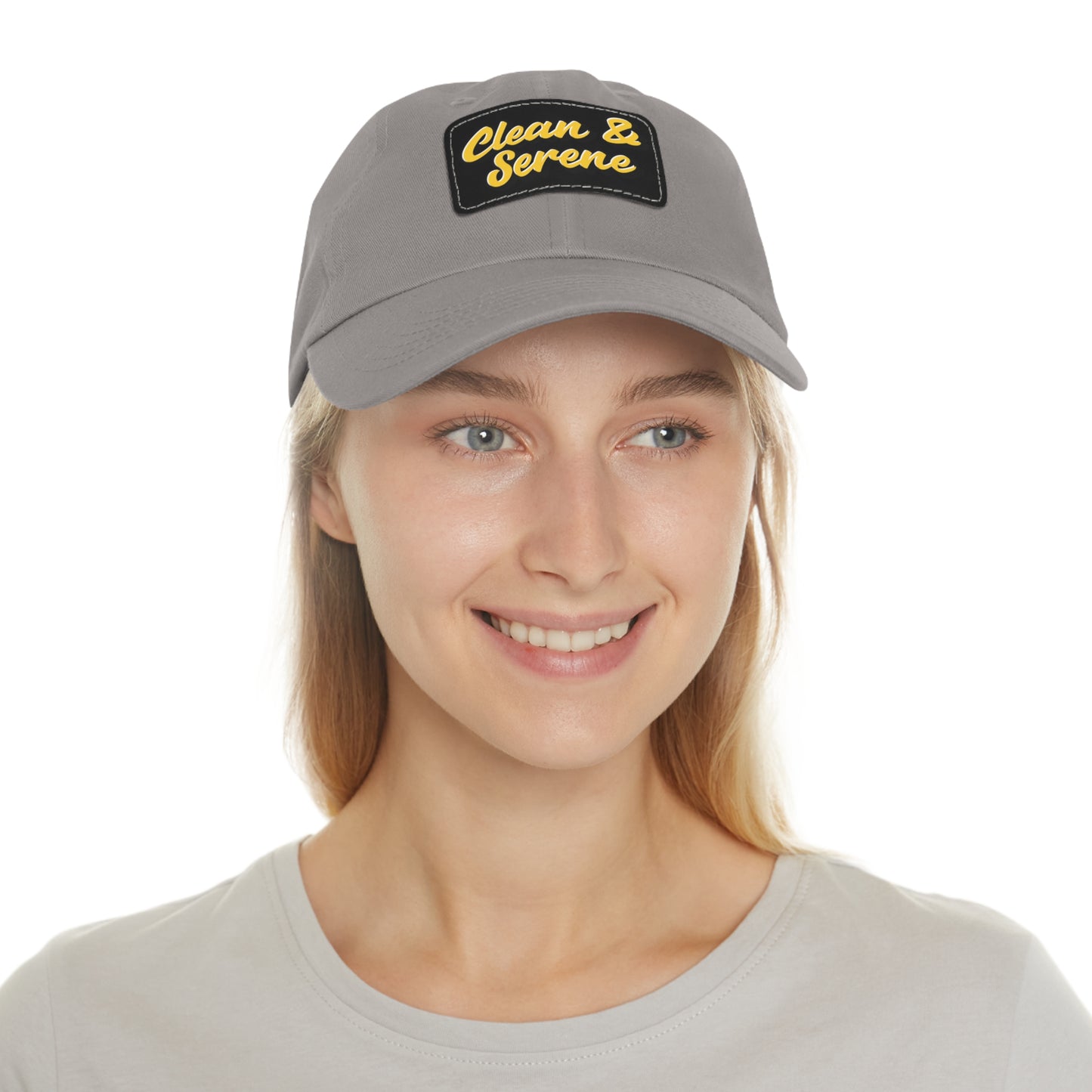 Clean and Serene Dad Hat with Leather Patch (Rectangle)