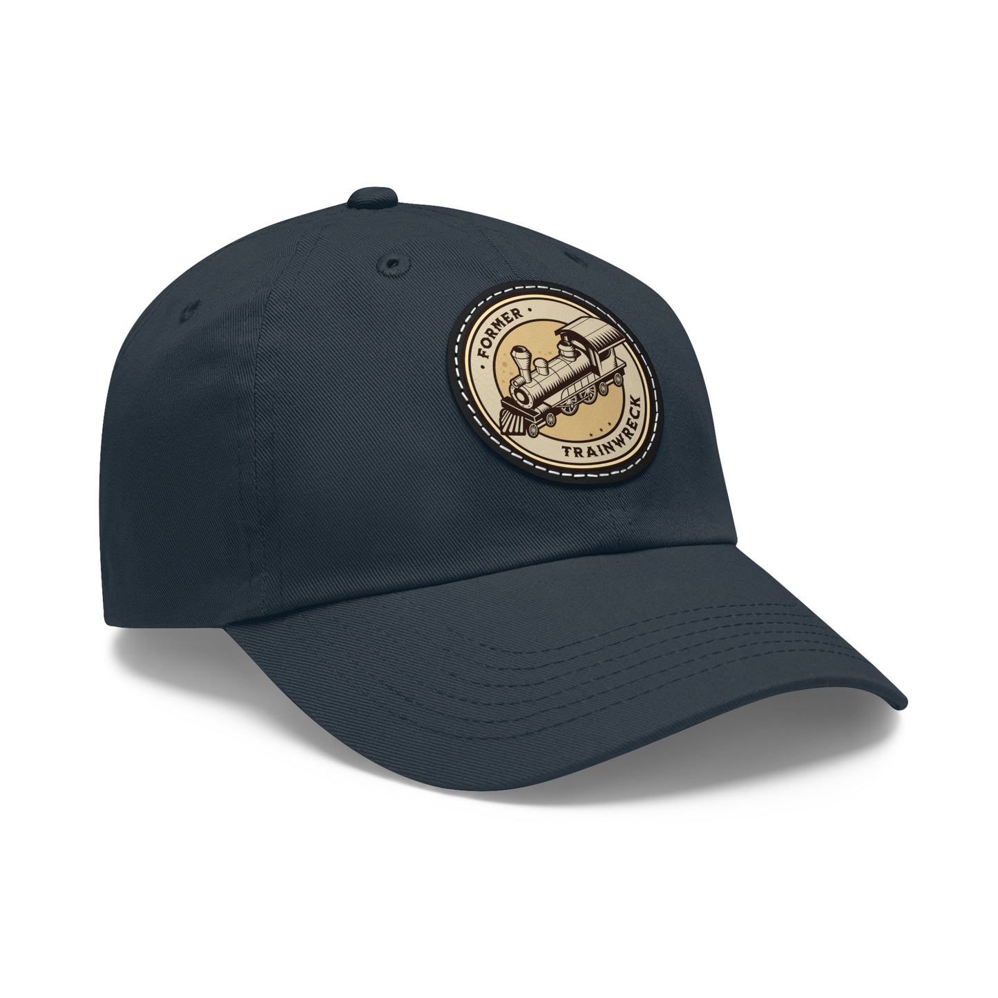 Trainwreck Dad Hat with Leather Patch (Round)