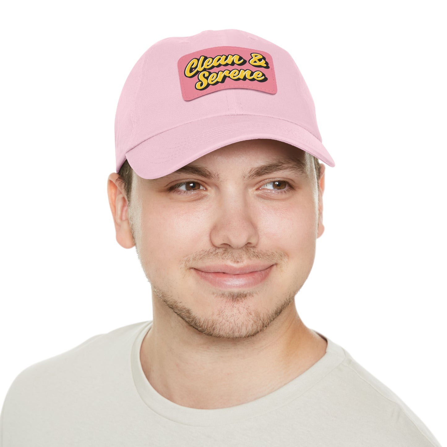 Clean and Serene Dad Hat with Leather Patch (Rectangle)
