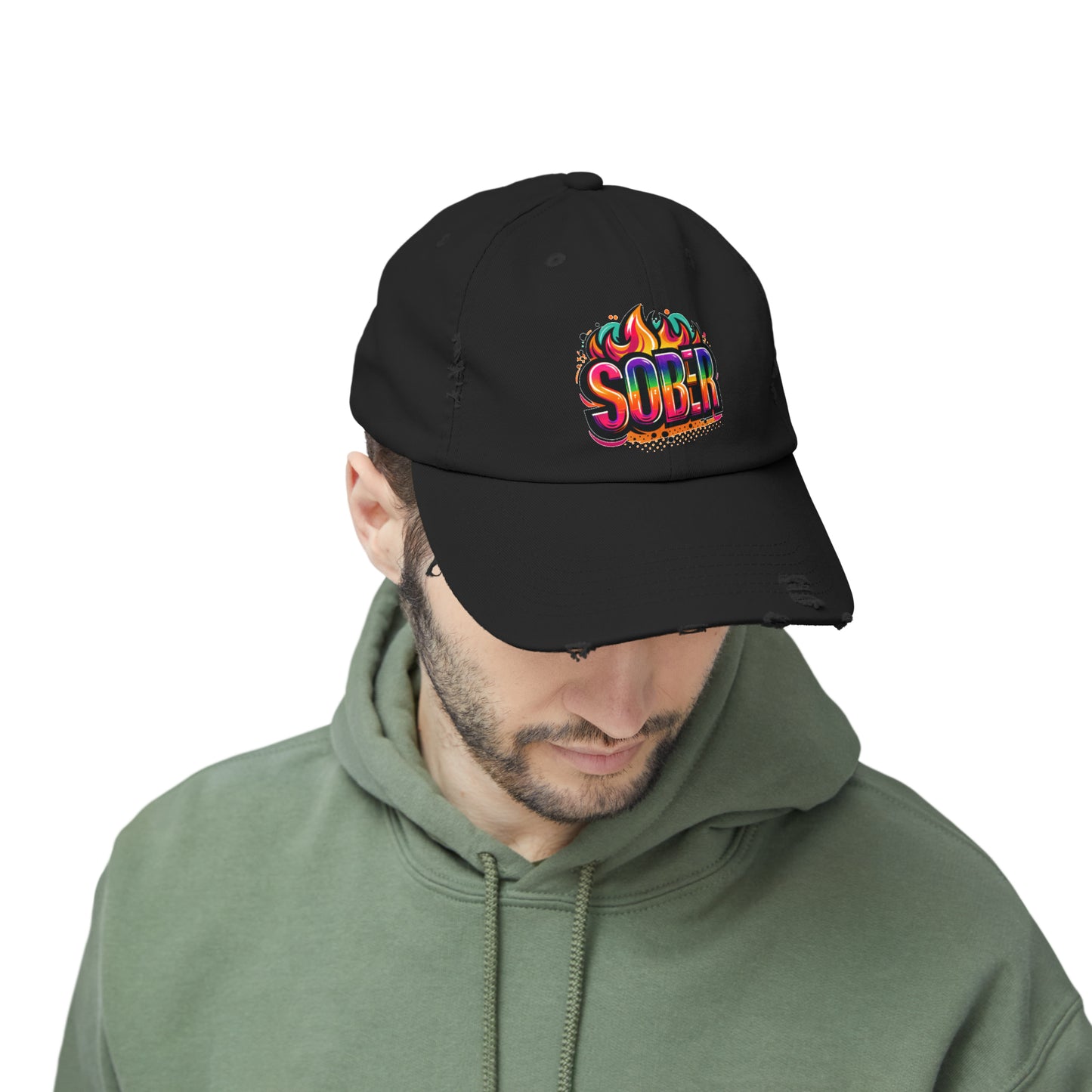 Sober Unisex Distressed Cap