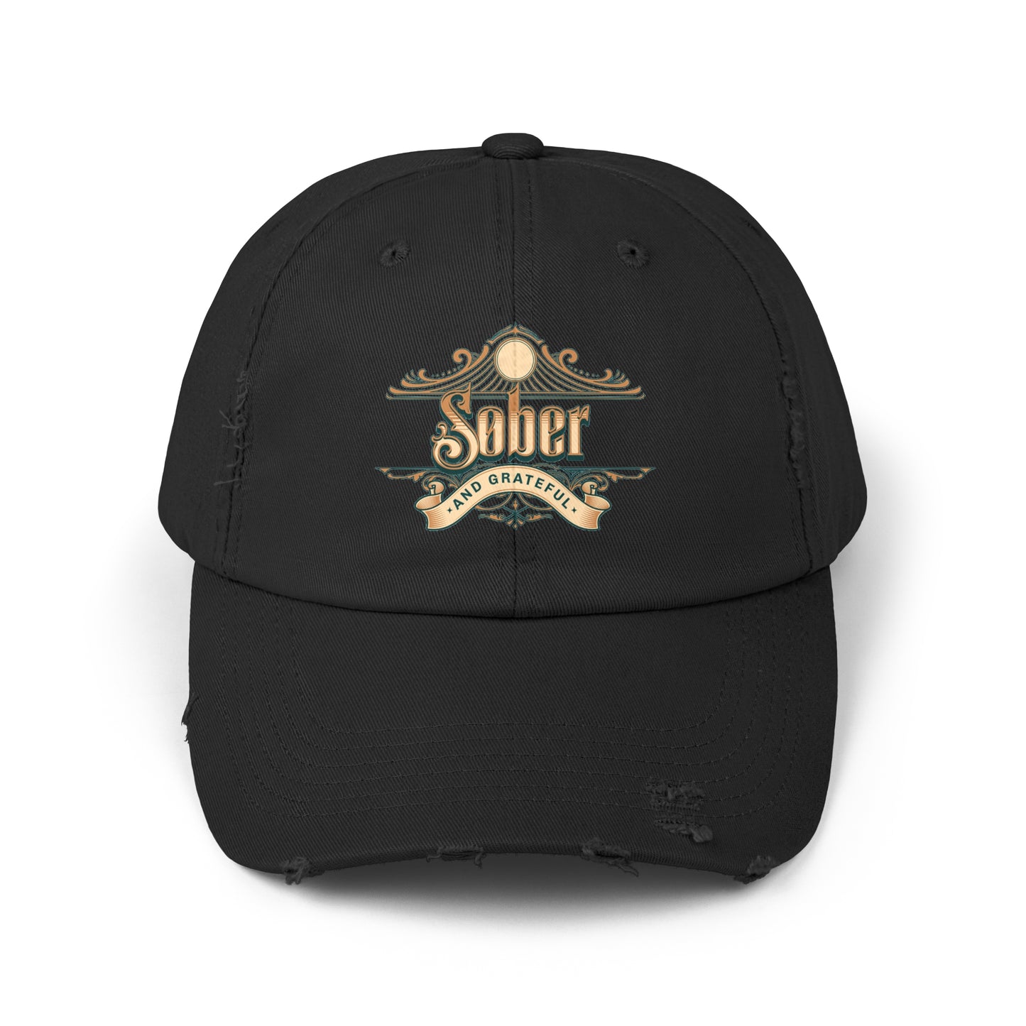 Sober and Grateful Unisex Distressed Cap