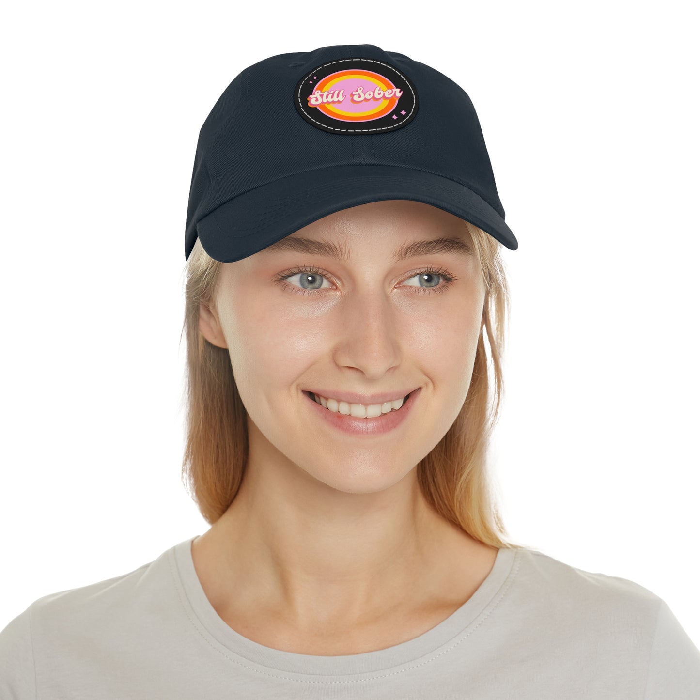 Still Sober Dad Hat with Leather Patch (Round)